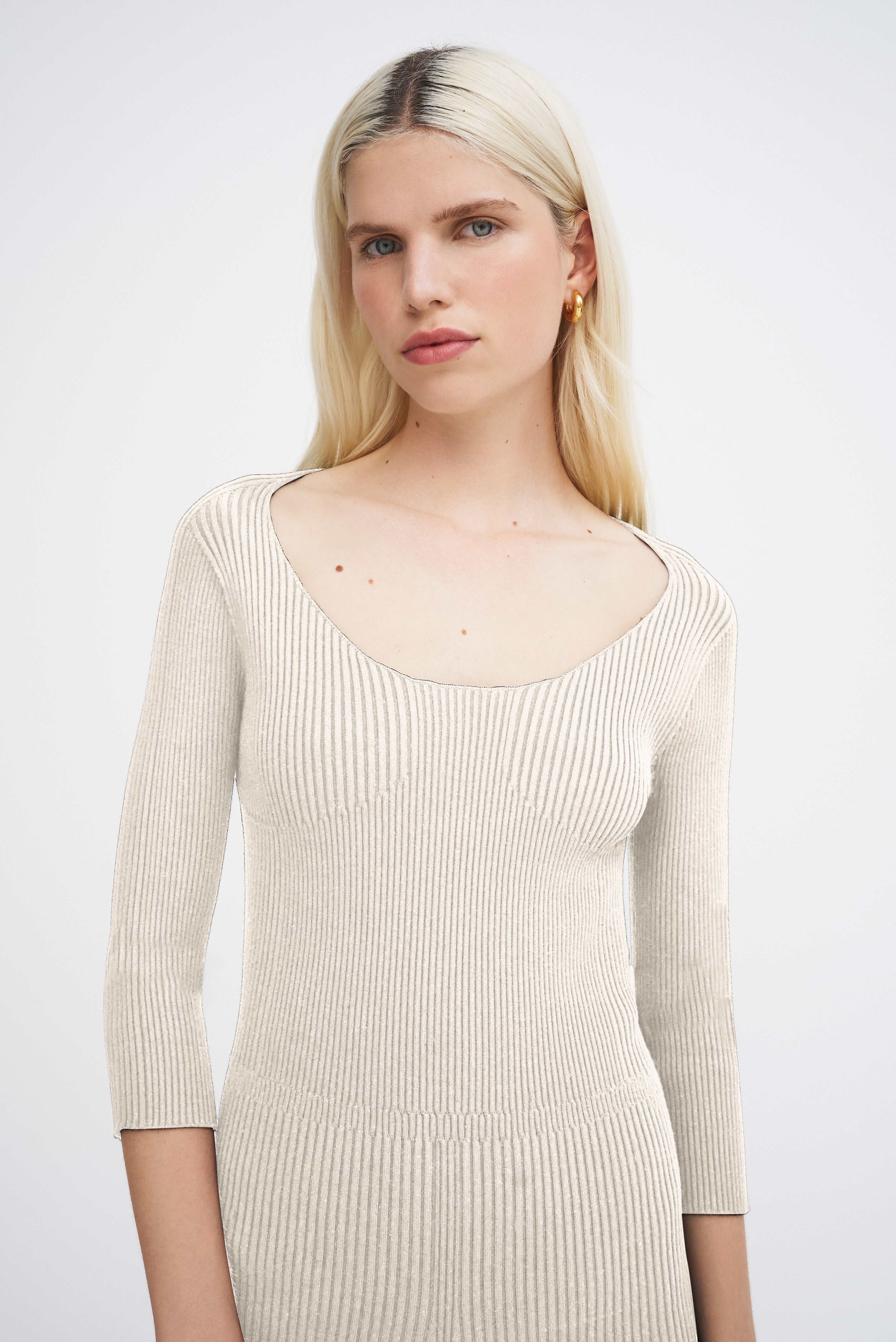 AERON HELENA Ribbed-knit bra-detailed romper – cream