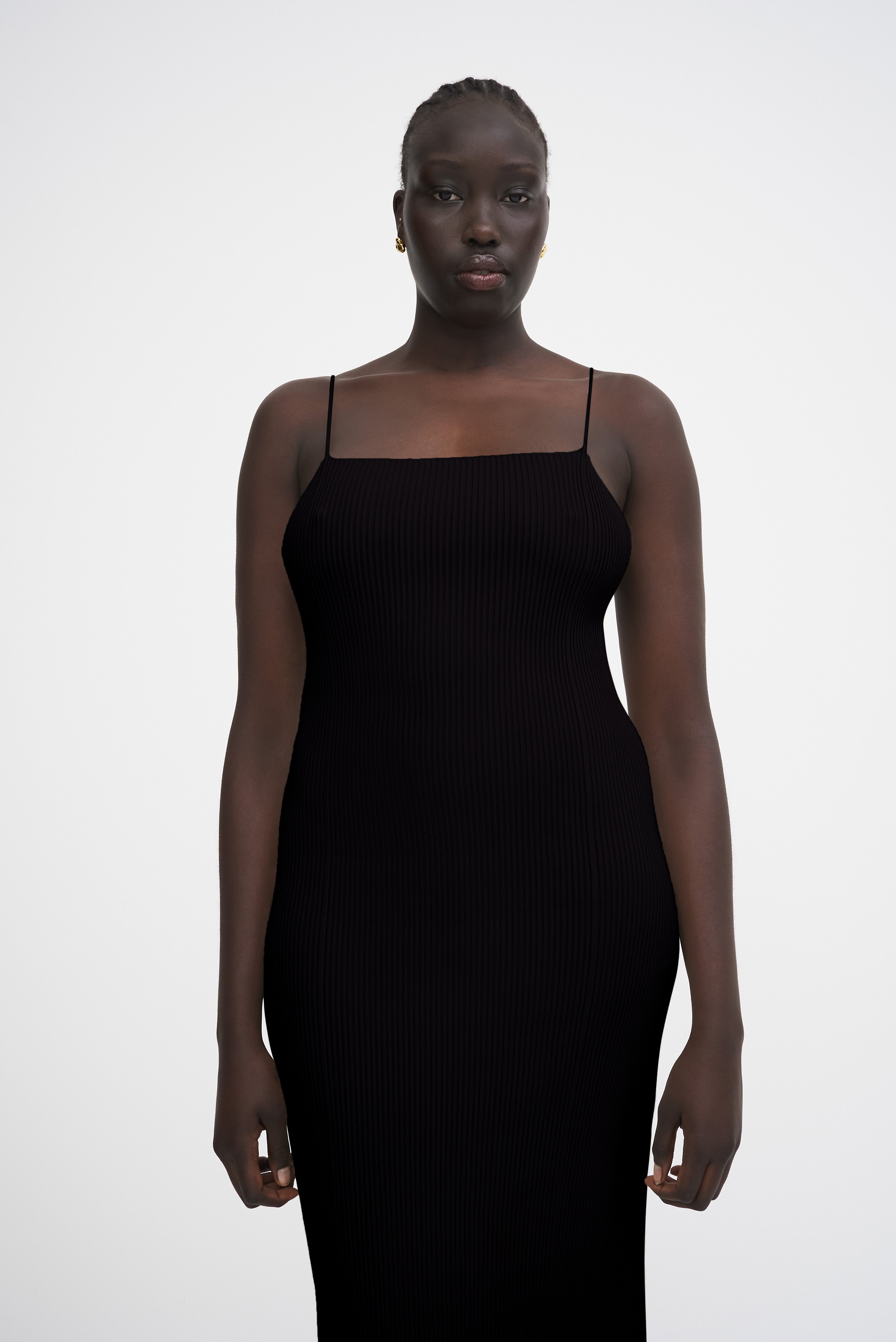 AERON FLEUR Ribbed-knit cami dress – black