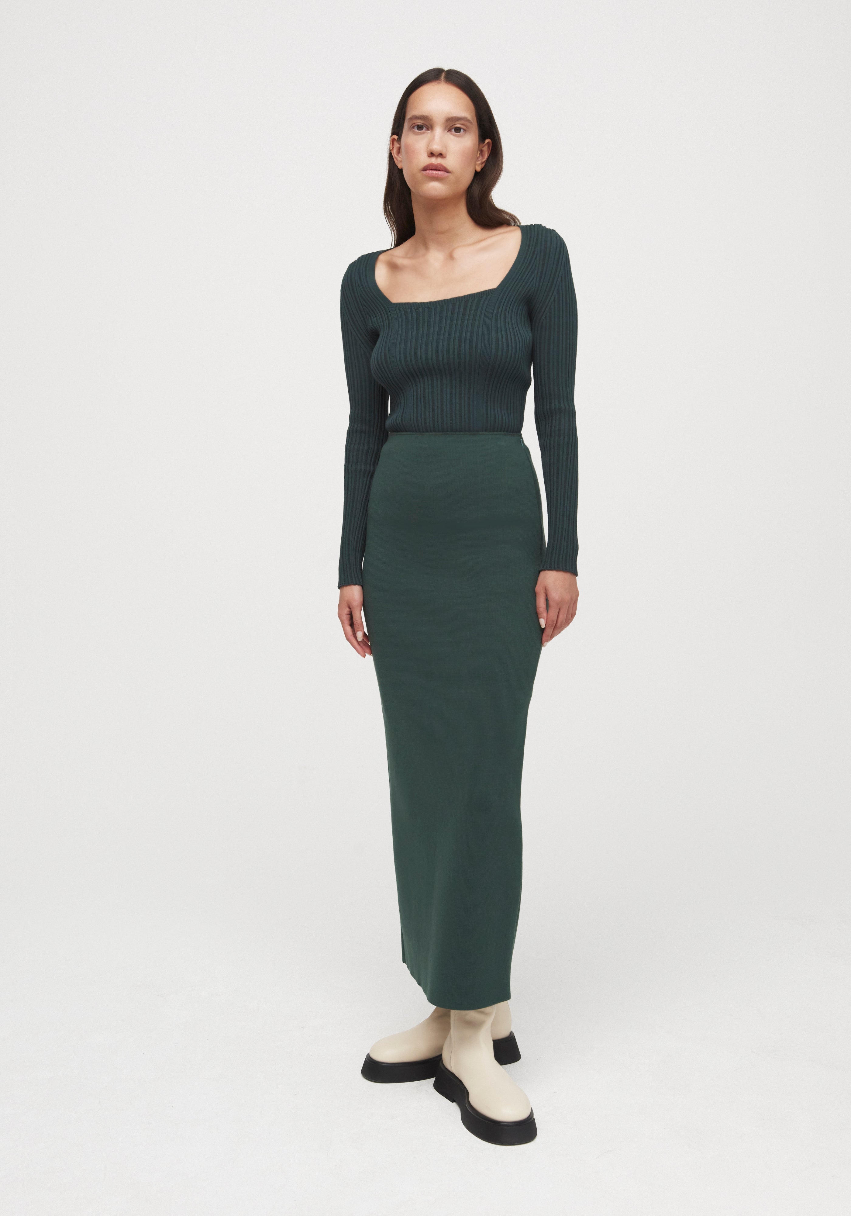 AERON FINESSE ECO STRETCH Square neck long sleeve top – emerald