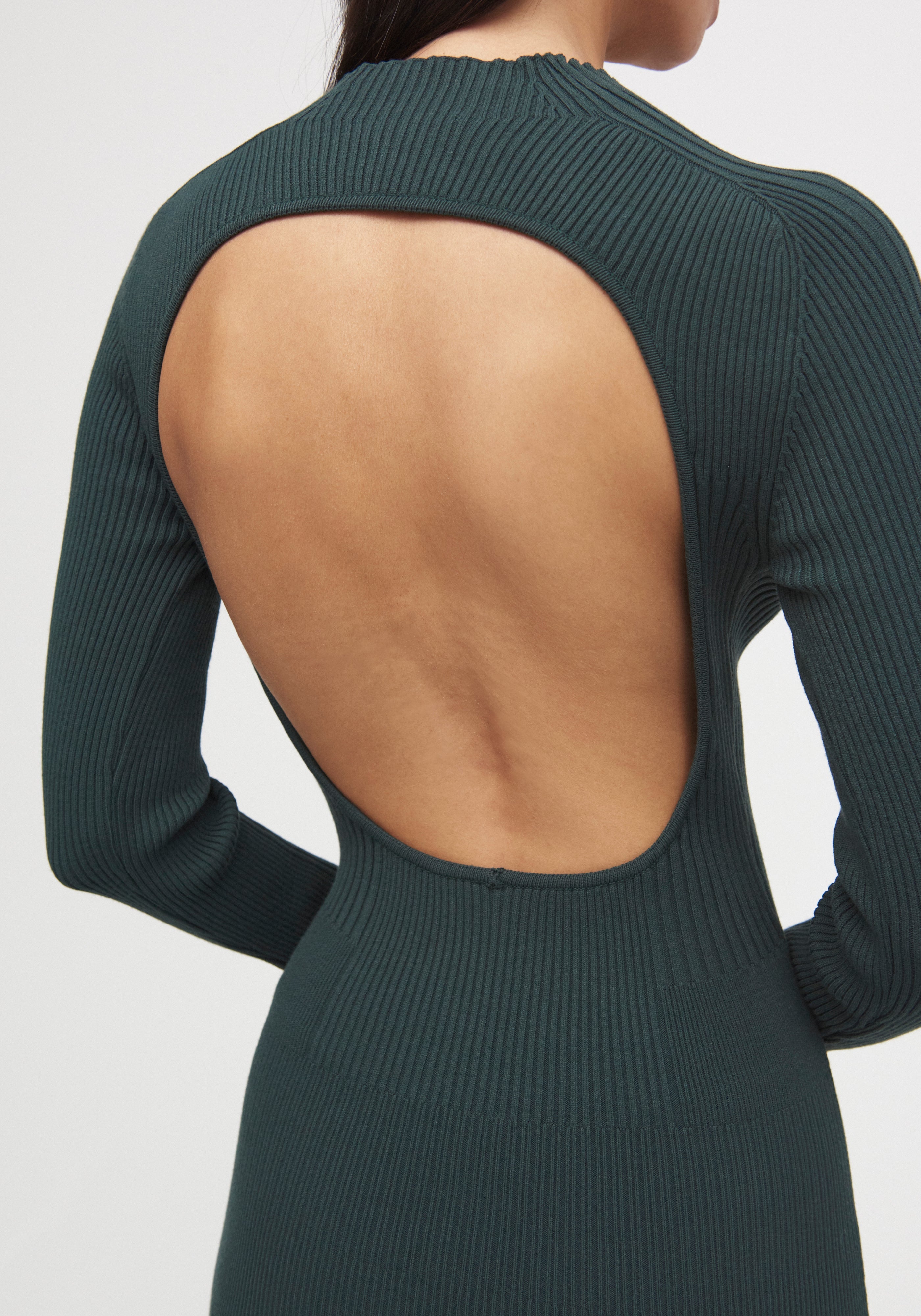 AERON LARA ECO STRETCH Cut-out back dress – emerald