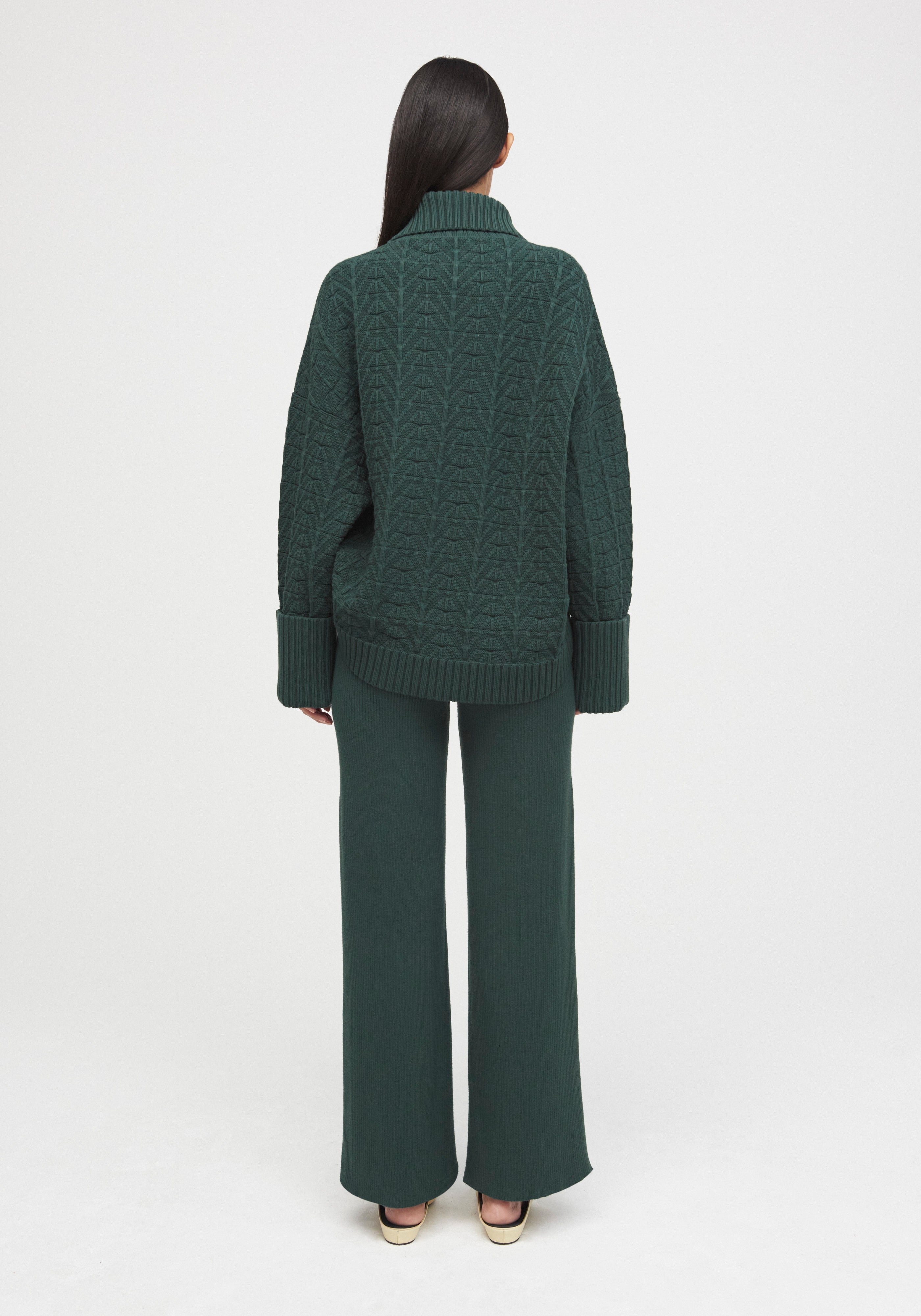 AERON LIA Ribbed-knit culotte pants – emerald