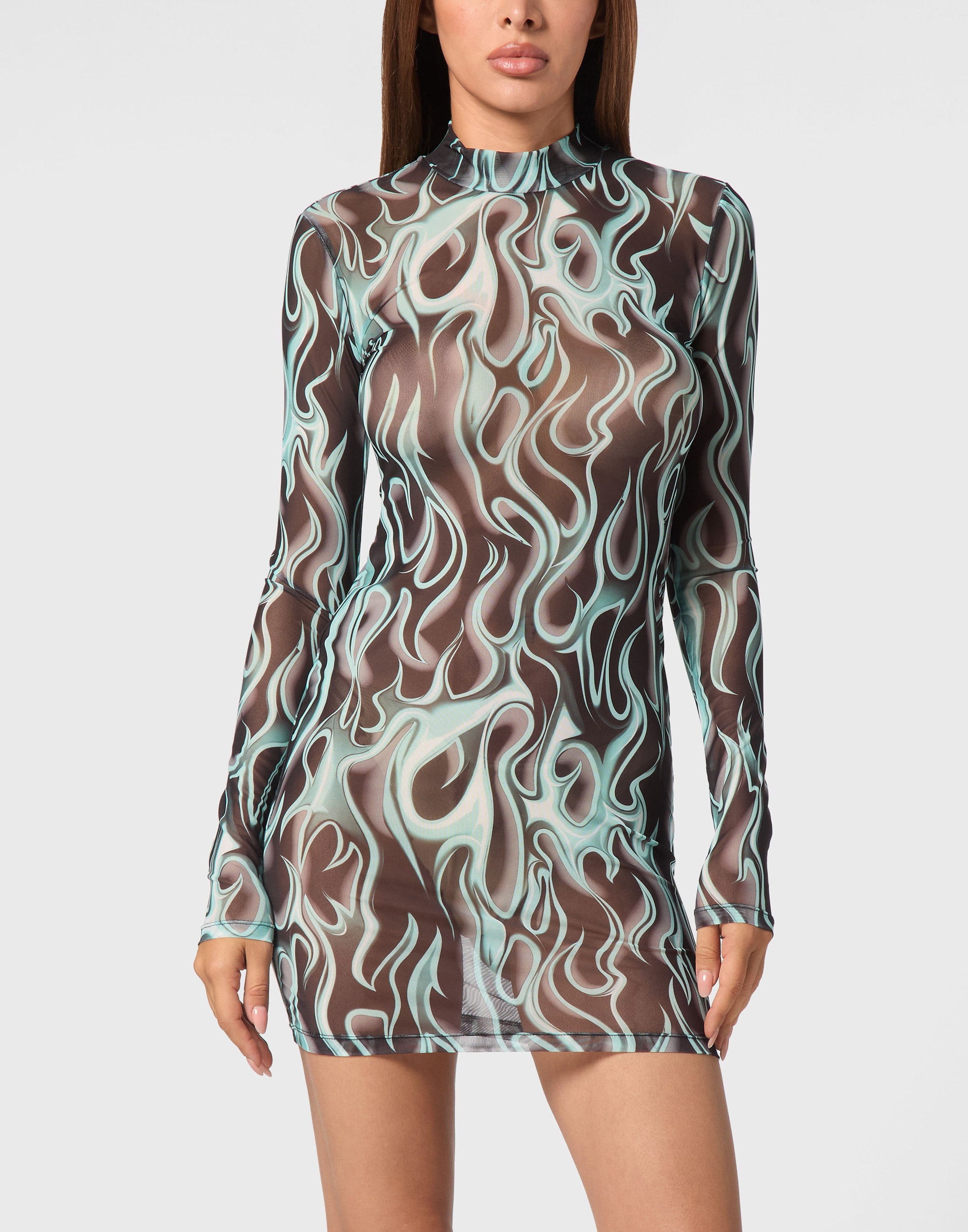 Tulle Mini Dress LS Flame