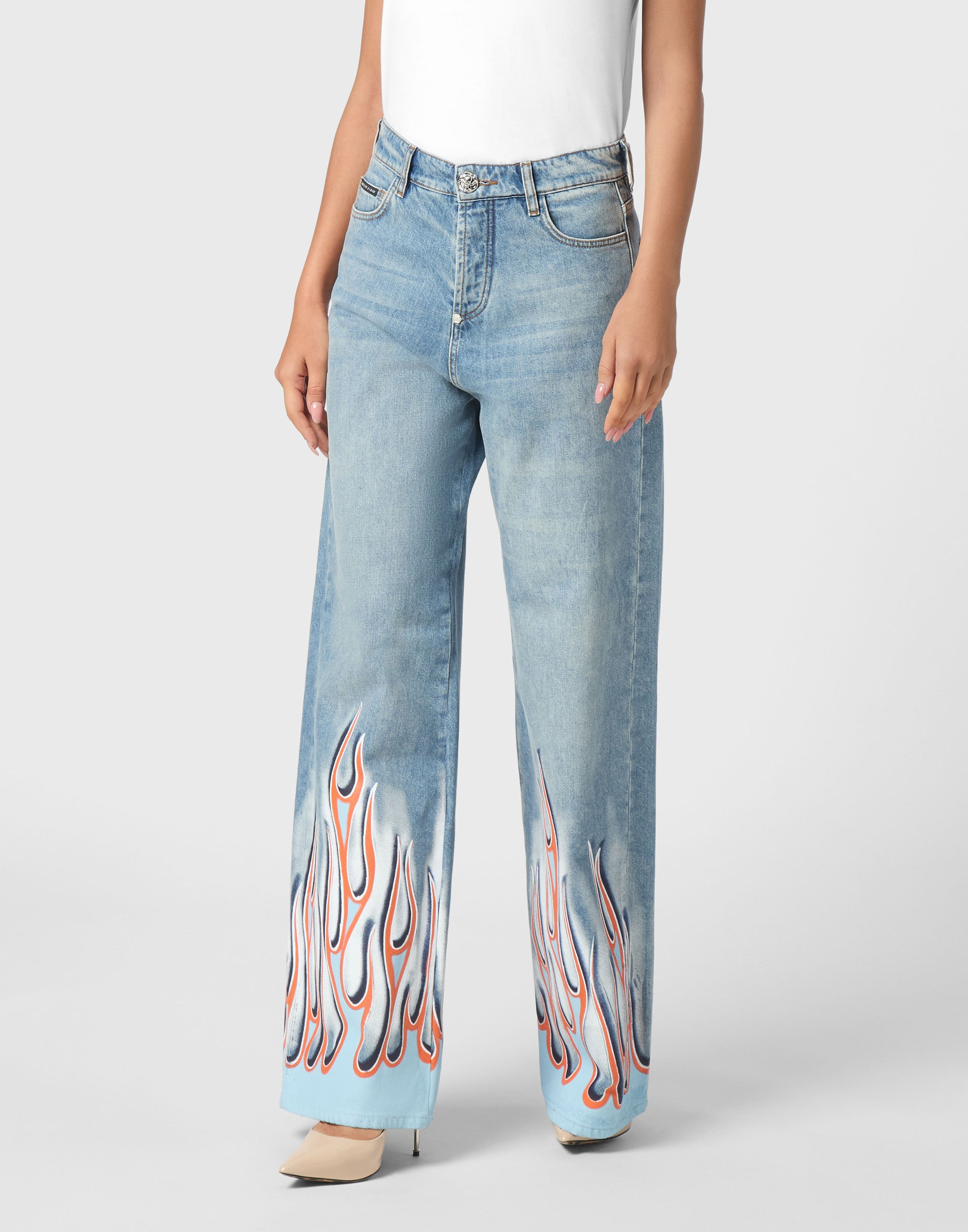 Denim Skater Fit Trousers Flame