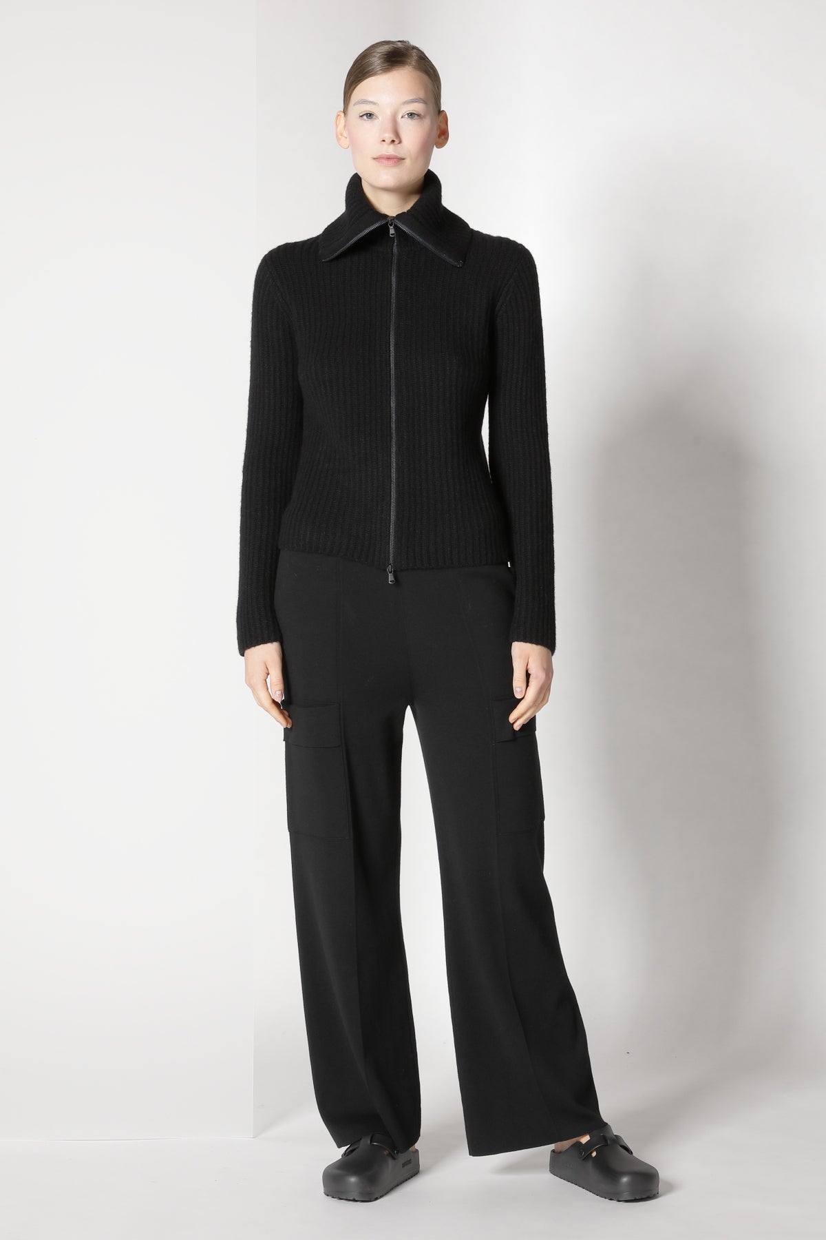 Sminfinity-Blurry Ribbed Zip-Jacket-Jacken & Mäntel-Black-Deal-Outlet-by-ARCHIVIST