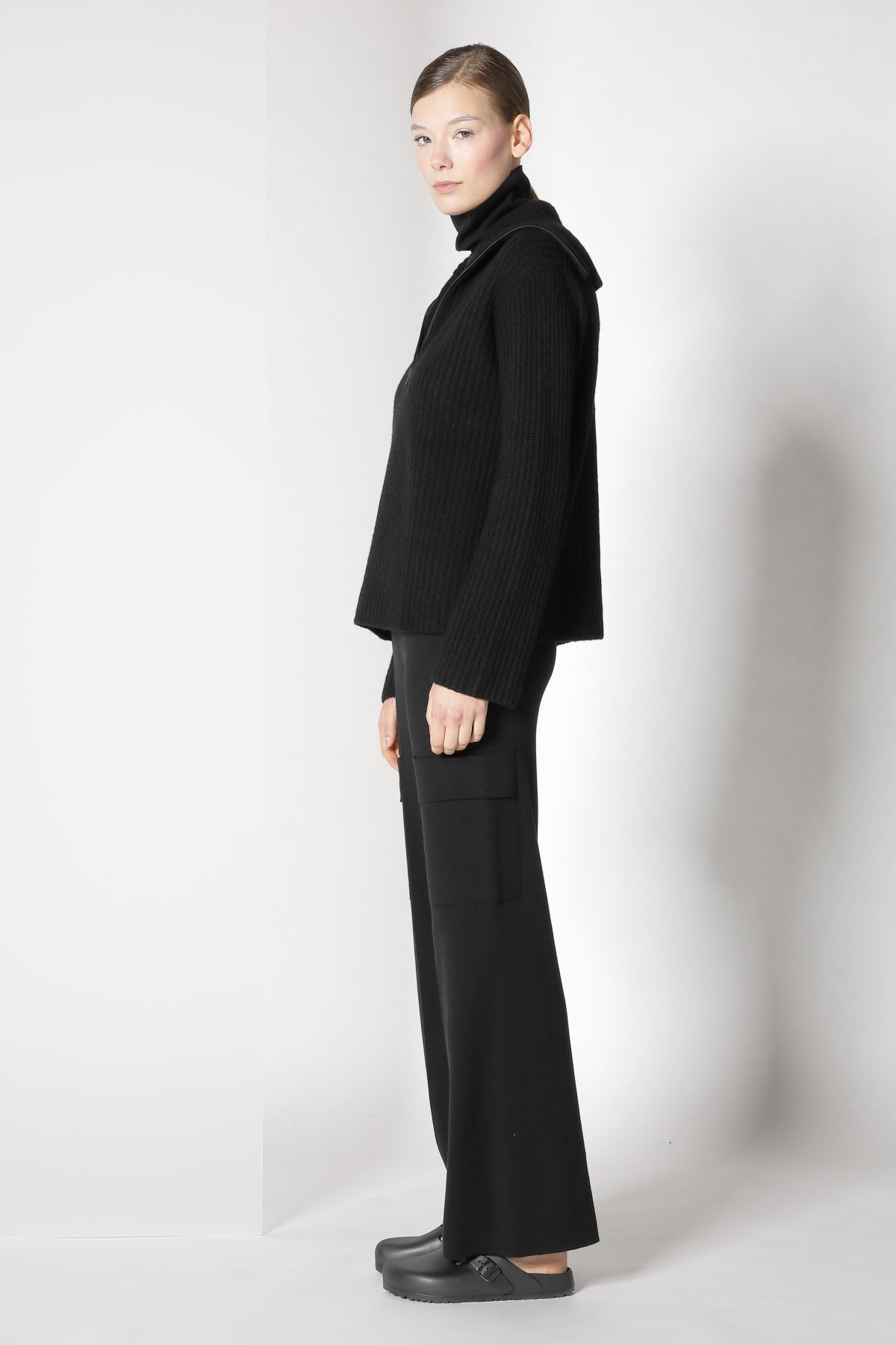 Sminfinity-Blurry Ribbed Zip-Jumper-Strick & Pullover-Black-Deal-Outlet-by-ARCHIVIST