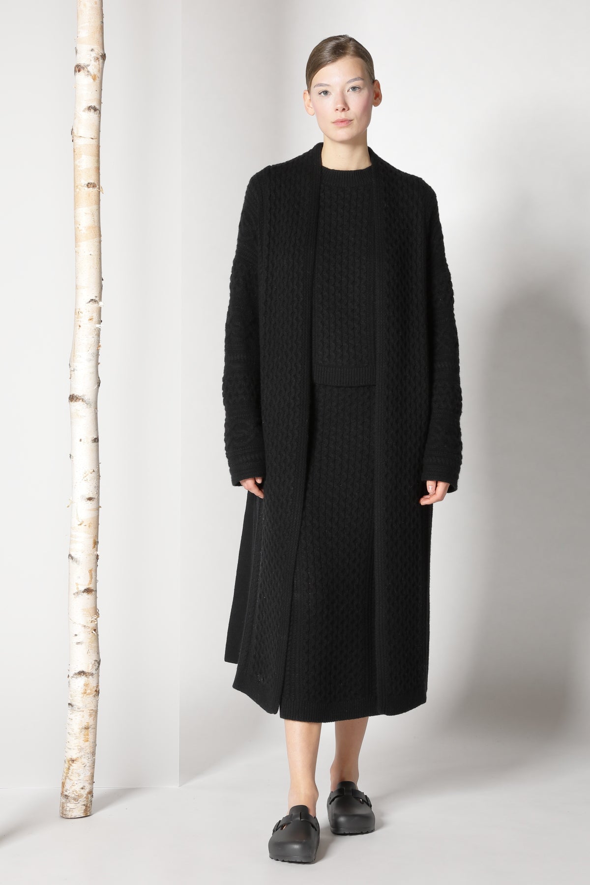 Sminfinity-Chilly Cable Maxi Coat-Strick & Pullover-Black-Deal-Outlet-by-ARCHIVIST