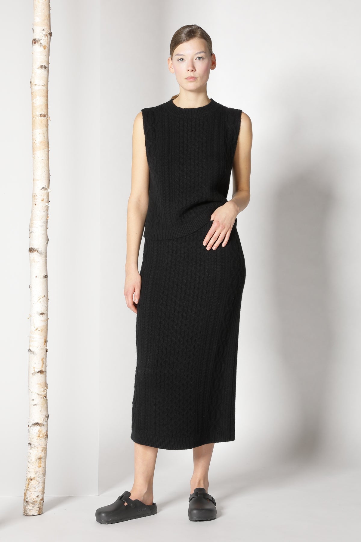 Sminfinity-Chilly Cable Maxi Skirt-Kleider & Röcke-Black-Deal-Outlet-by-ARCHIVIST