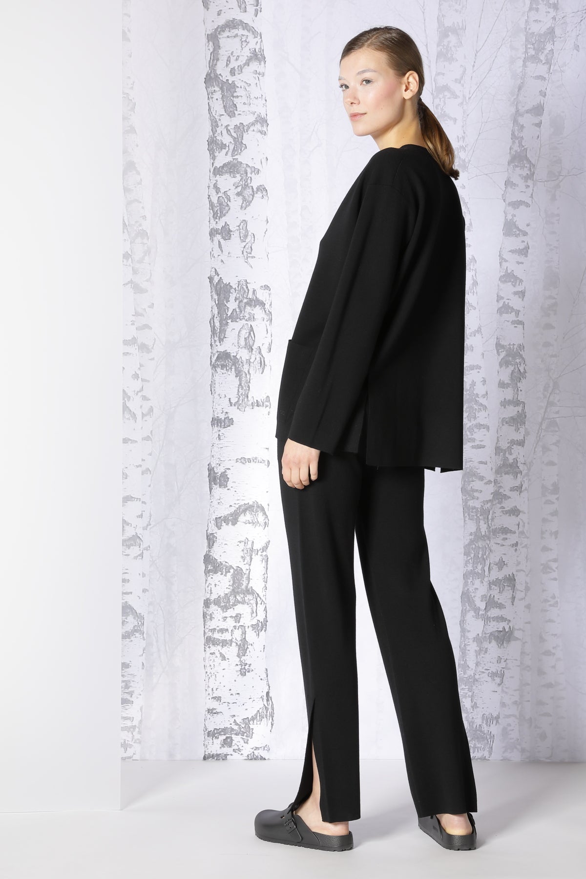 Sminfinity-Milano Slitted Jacket-Jacken & Mäntel-Black-Deal-Outlet-by-ARCHIVIST