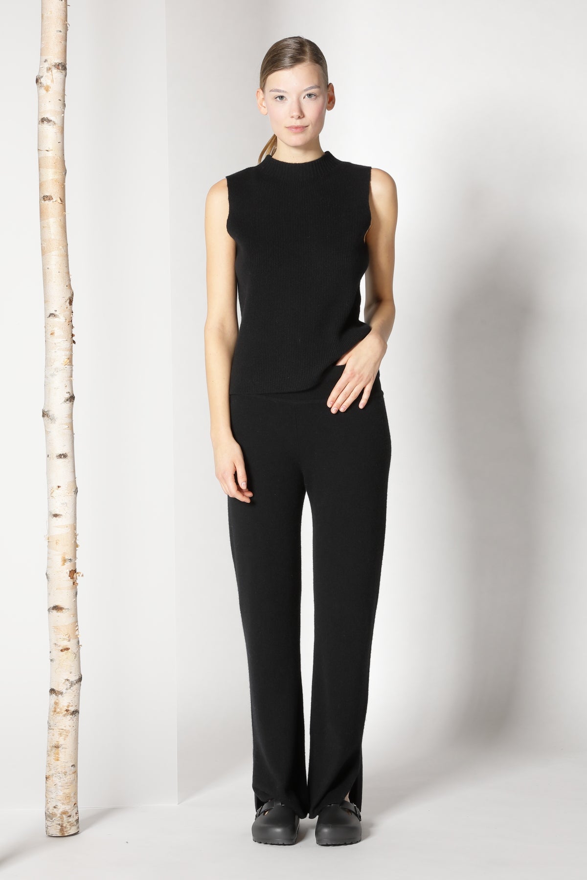 Sminfinity-Pure Slitted Pants-Kleider & Röcke-Black-Deal-Outlet-by-ARCHIVIST