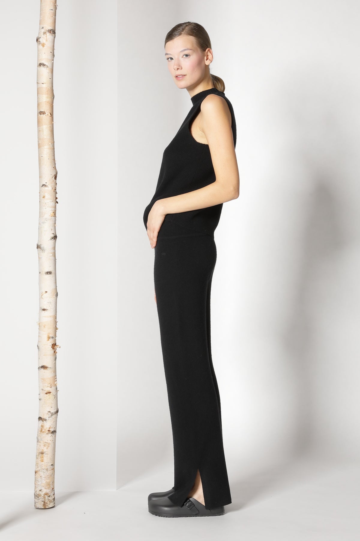 Sminfinity-Pure Slitted Pants-Kleider & Röcke-Black-Deal-Outlet-by-ARCHIVIST