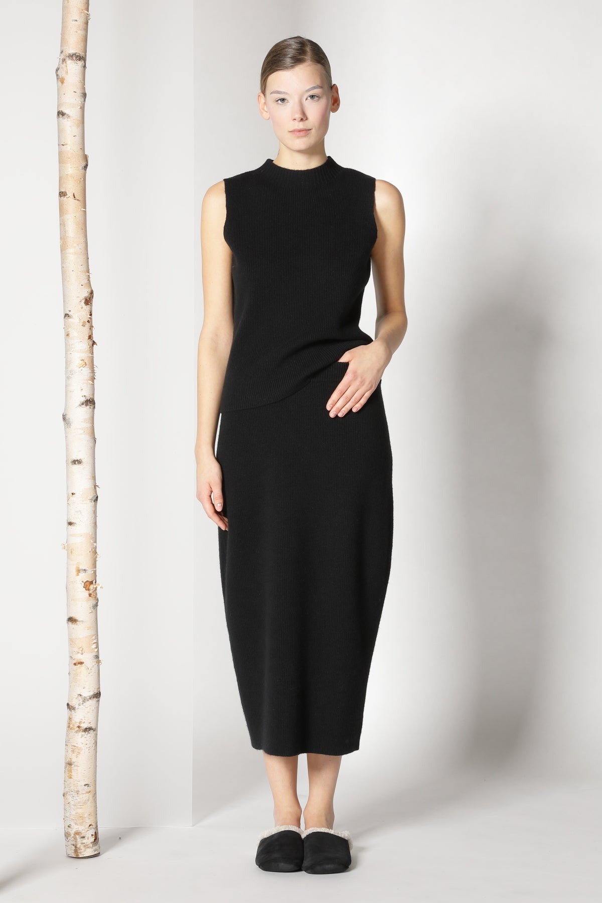 Sminfinity-Pure All Needle Tulip Skirt-Strick & Pullover-Black-Deal-Outlet-by-ARCHIVIST