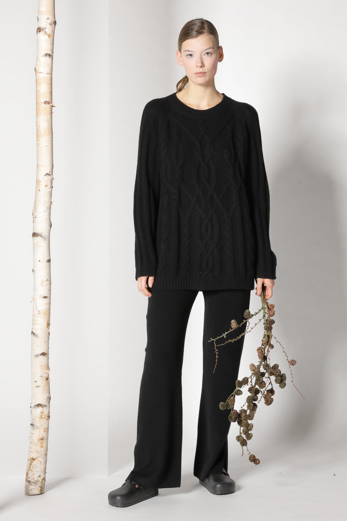Sminfinity-Pure Poetree Long Cable Jumper-Strick & Pullover-Black-Deal-Outlet-by-ARCHIVIST