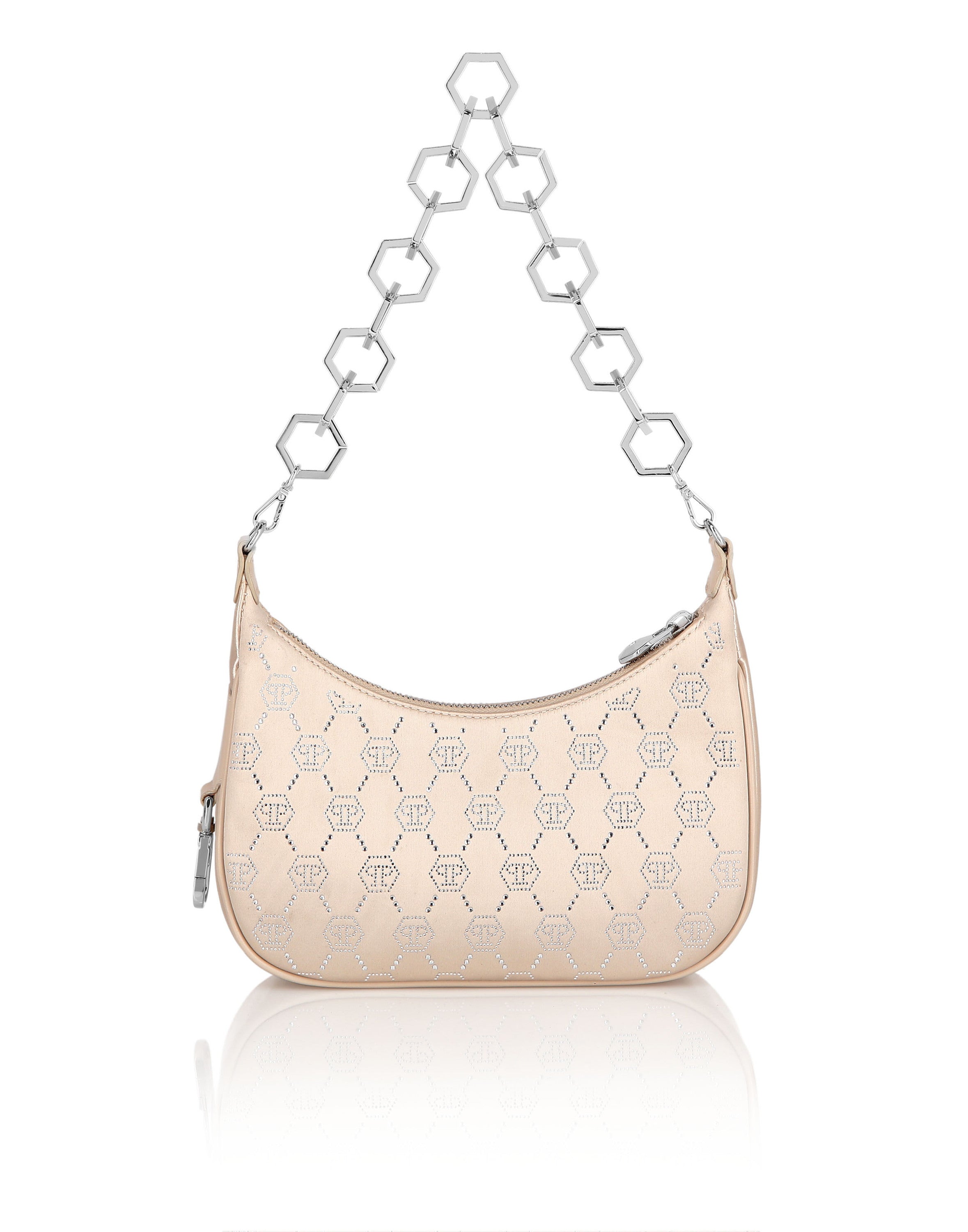 Satin Shoulder Bag Monogram Strass