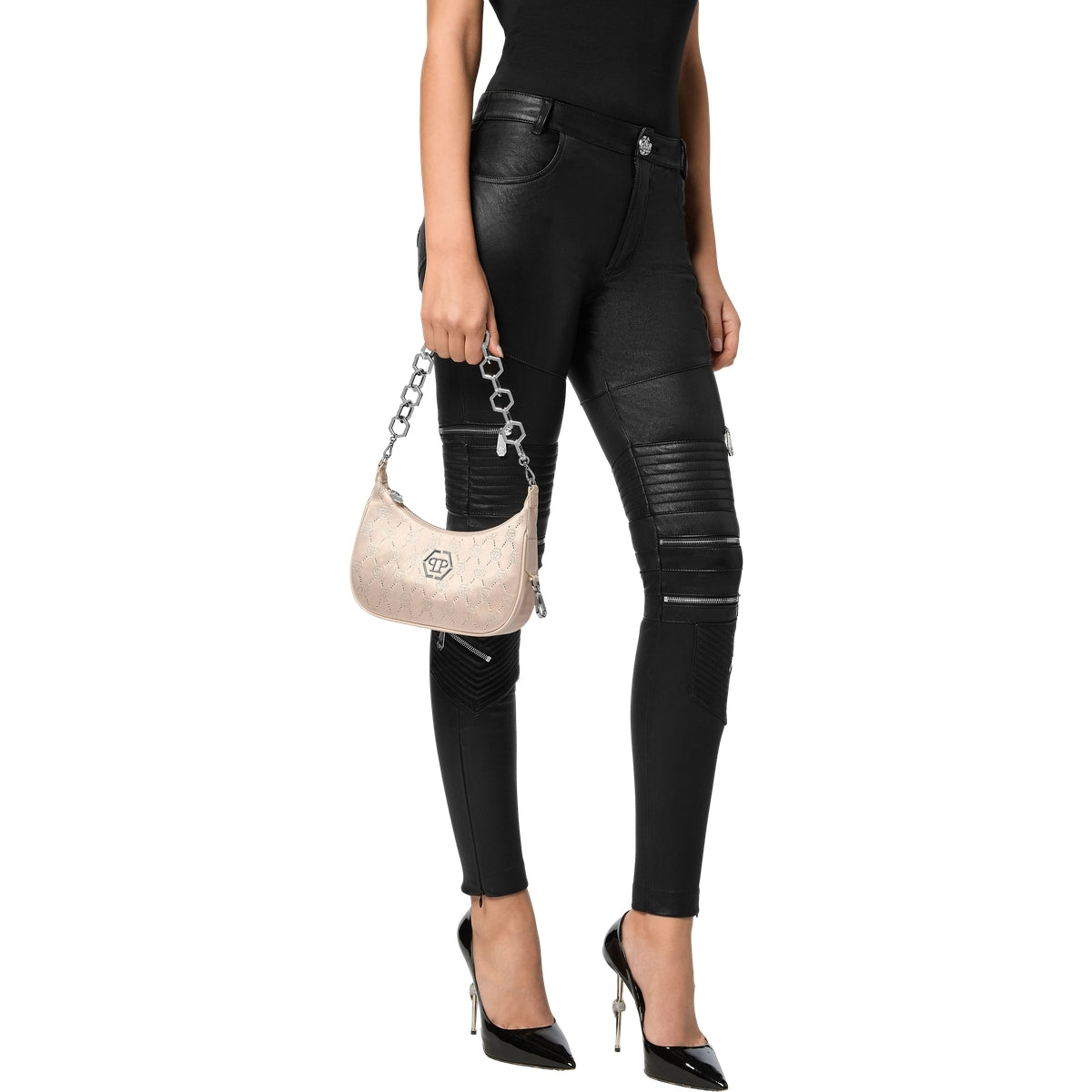 Satin Shoulder Bag Monogram Strass