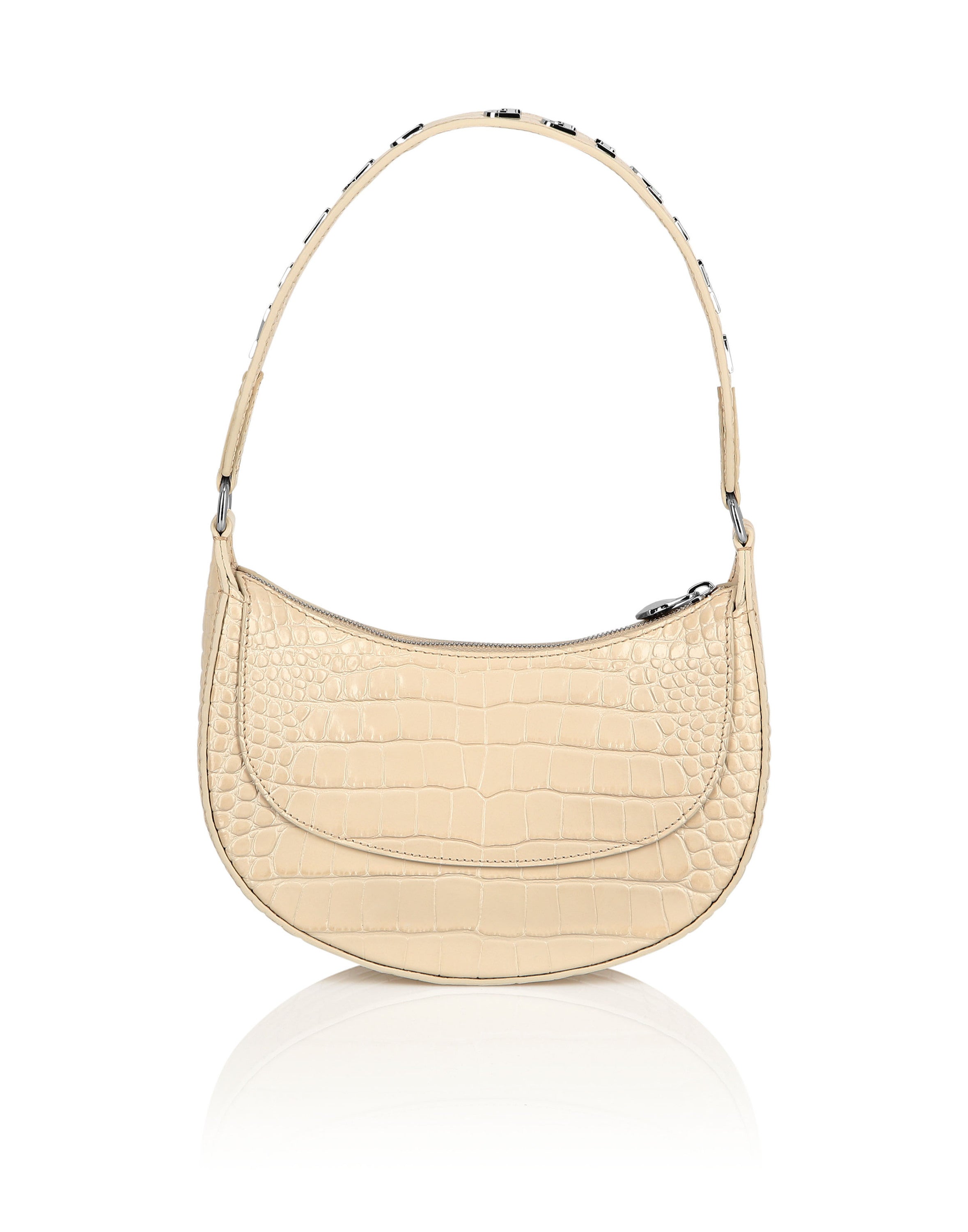 Croco Printed Leather Handle Bag