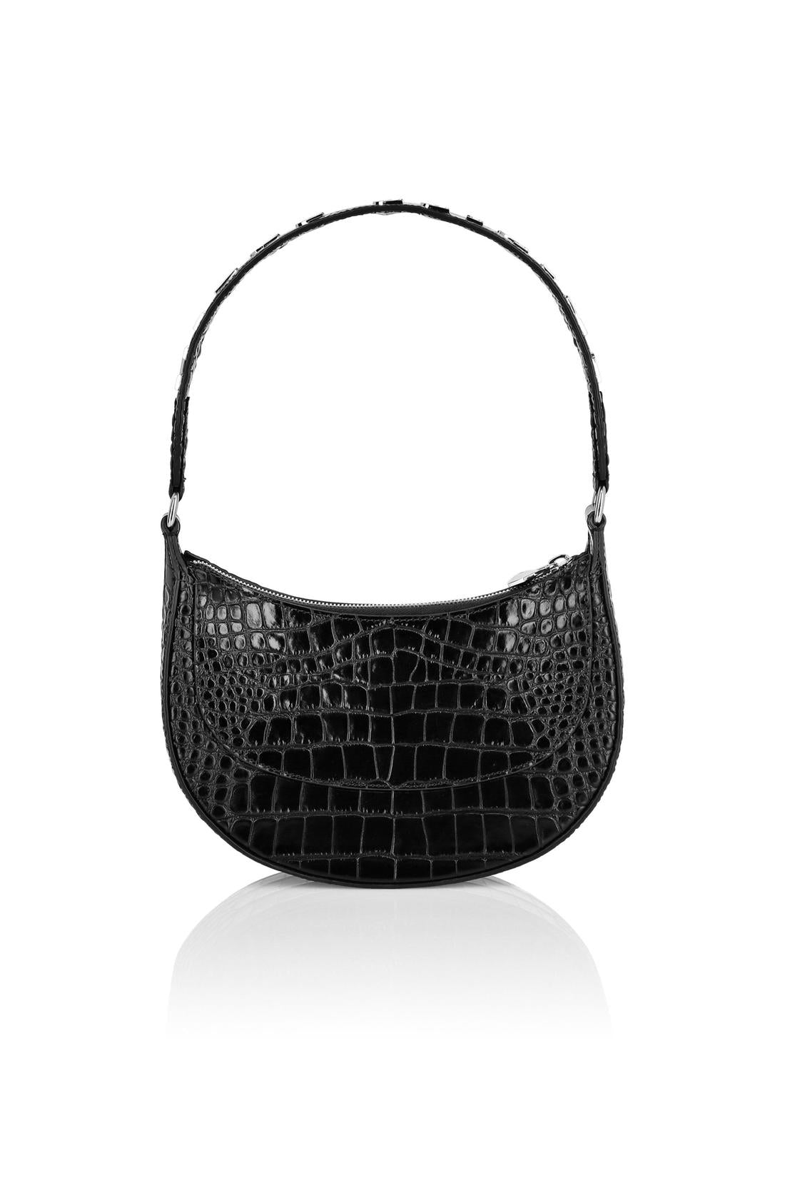 Croco Printed Leather Handle Bag