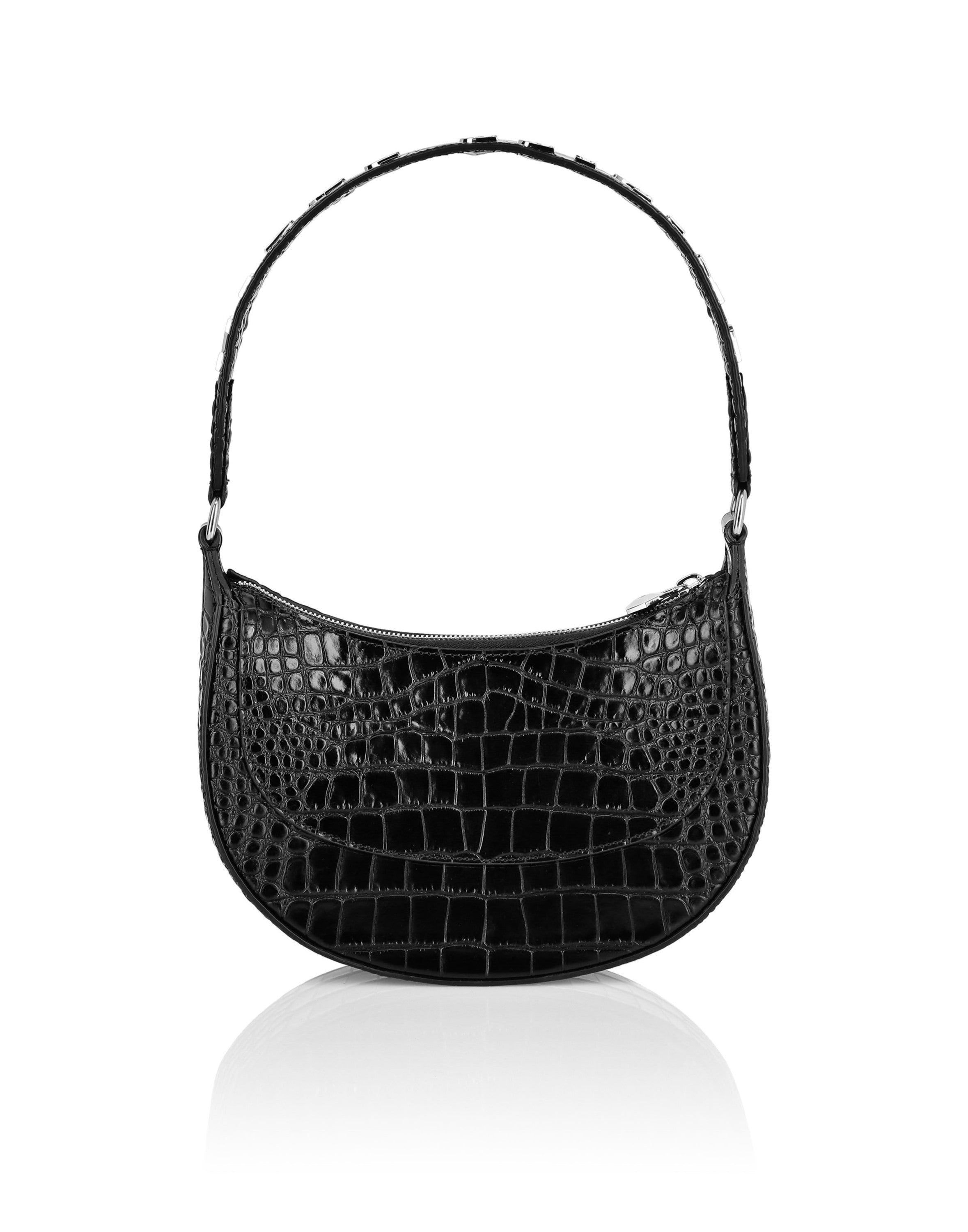 Croco Printed Leather Handle Bag