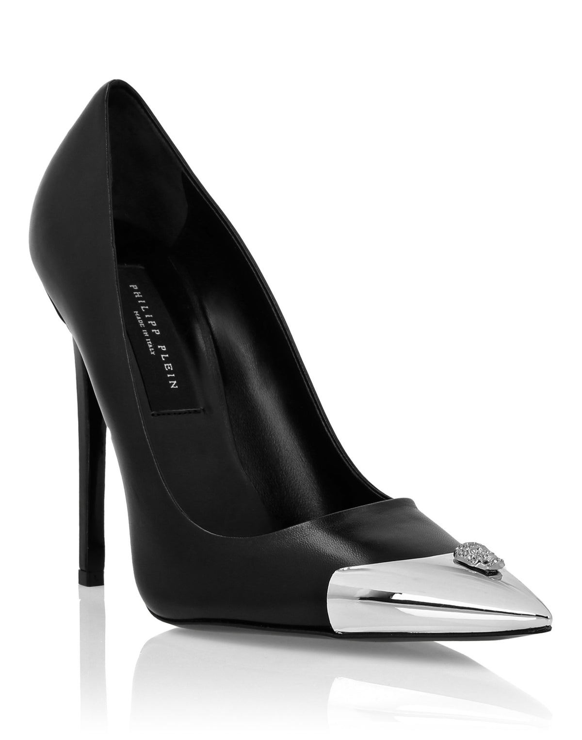 Leather Decollete Hi-Heels Skull strass