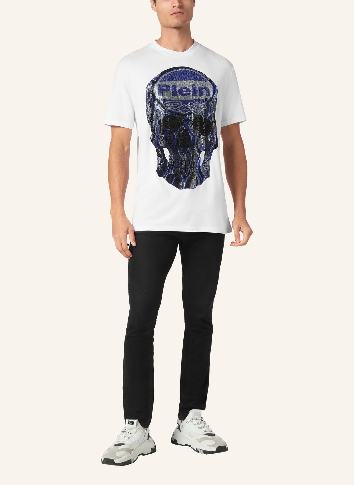 Jersey T-shirt Round Neck SS Strass Skull
