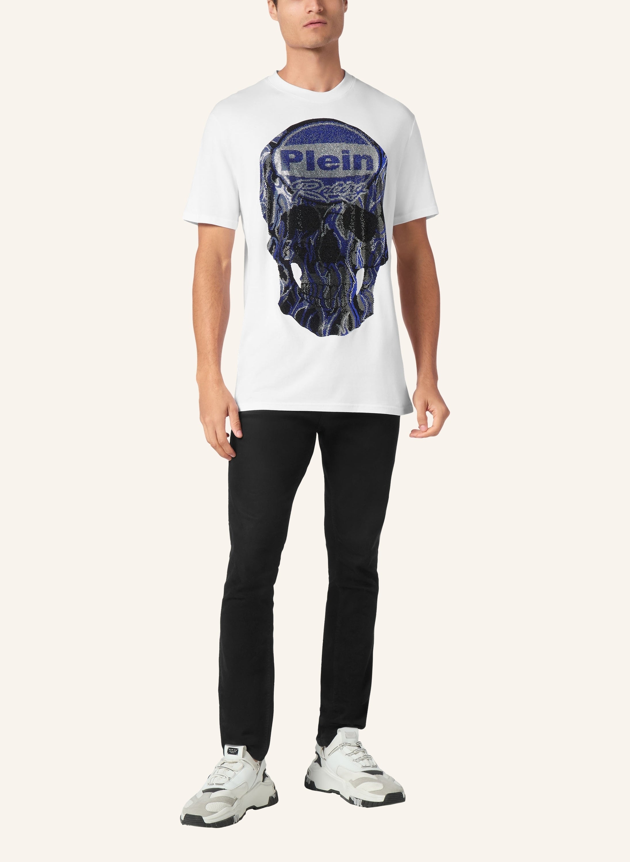 Jersey T-shirt Round Neck SS Strass Skull