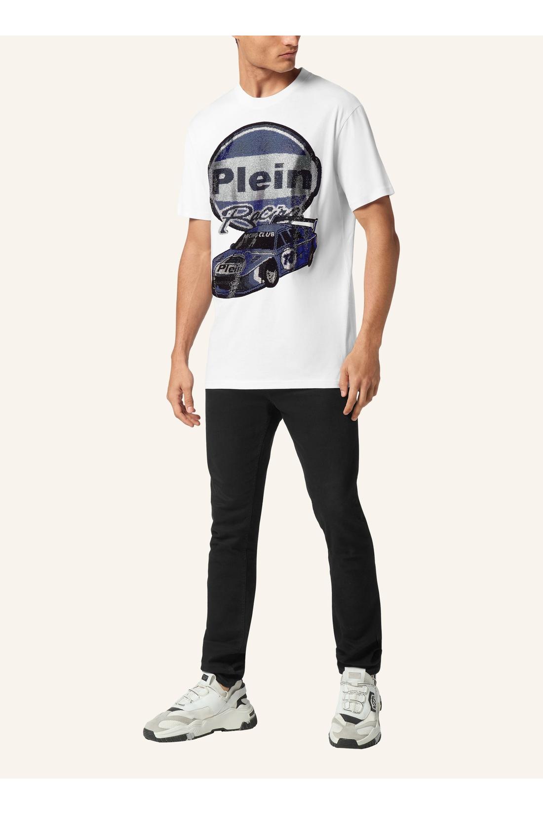 Philipp Plein Jersey T-shirt Round Neck SS Strass Cars Racing, Shirts