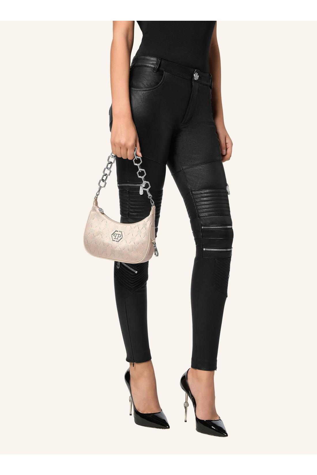 Satin Shoulder Bag Monogram Strass