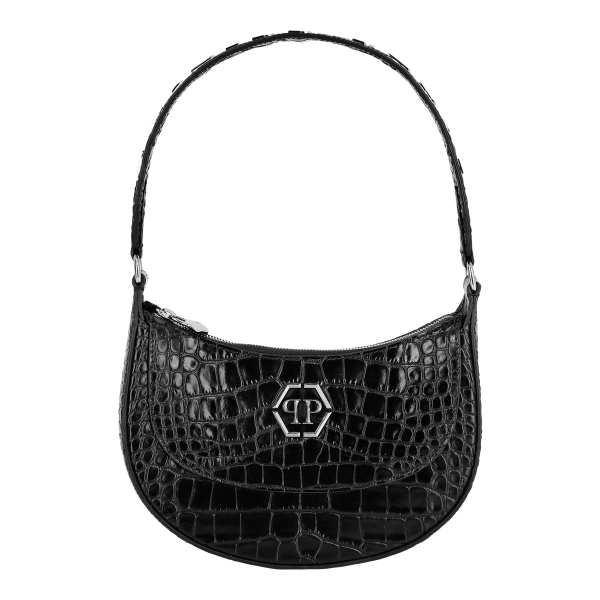 Croco Printed Leather Handle Bag