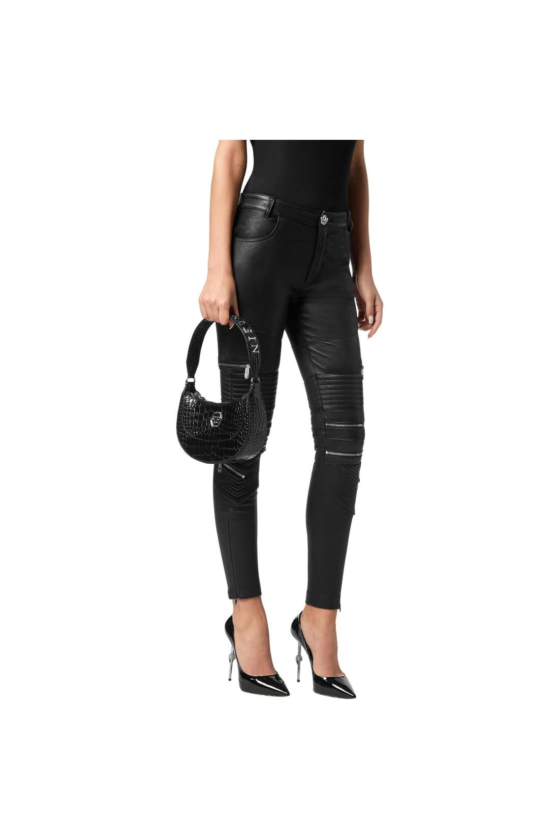 Croco Printed Leather Handle Bag