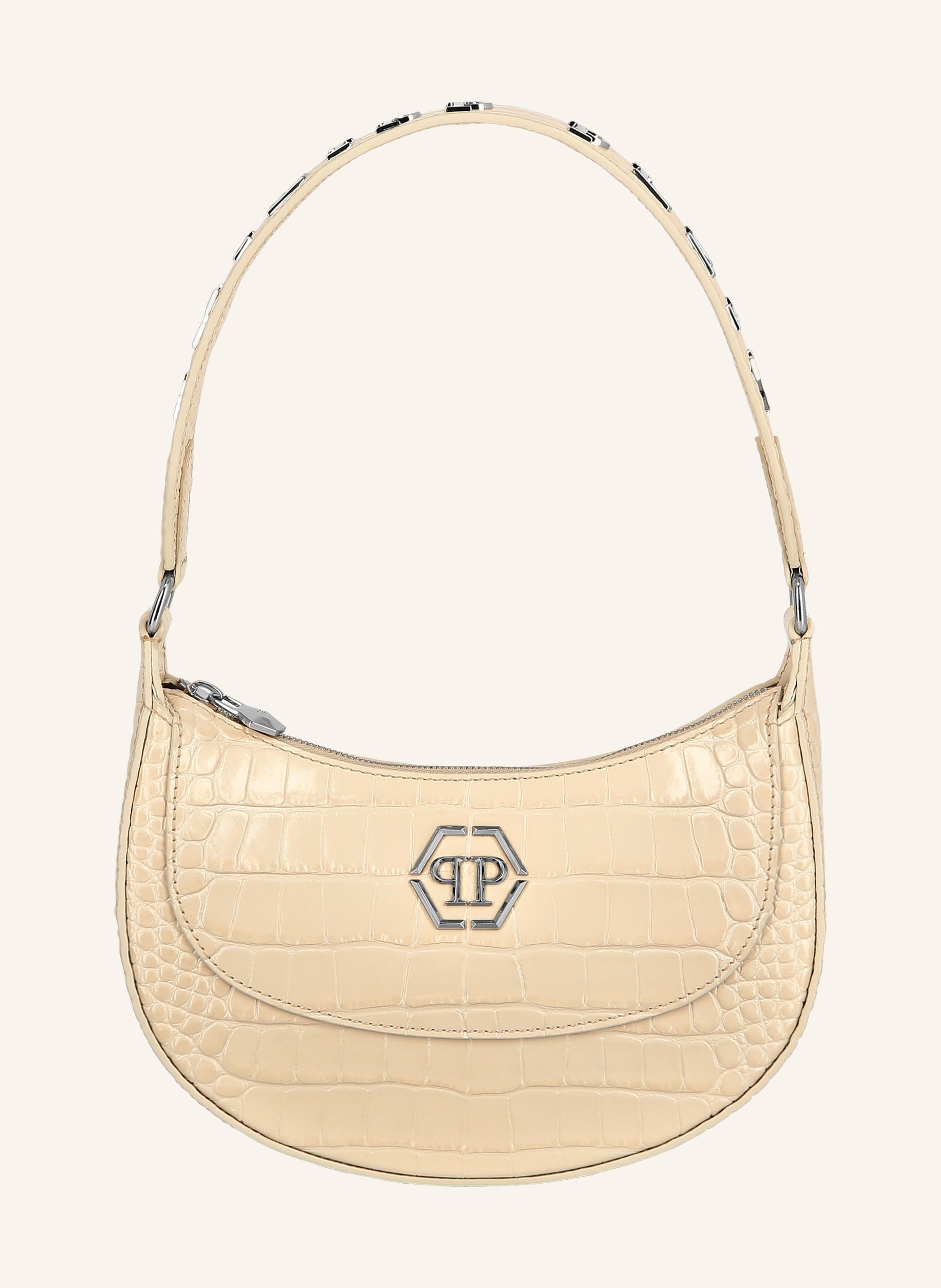 Croco Printed Leather Handle Bag