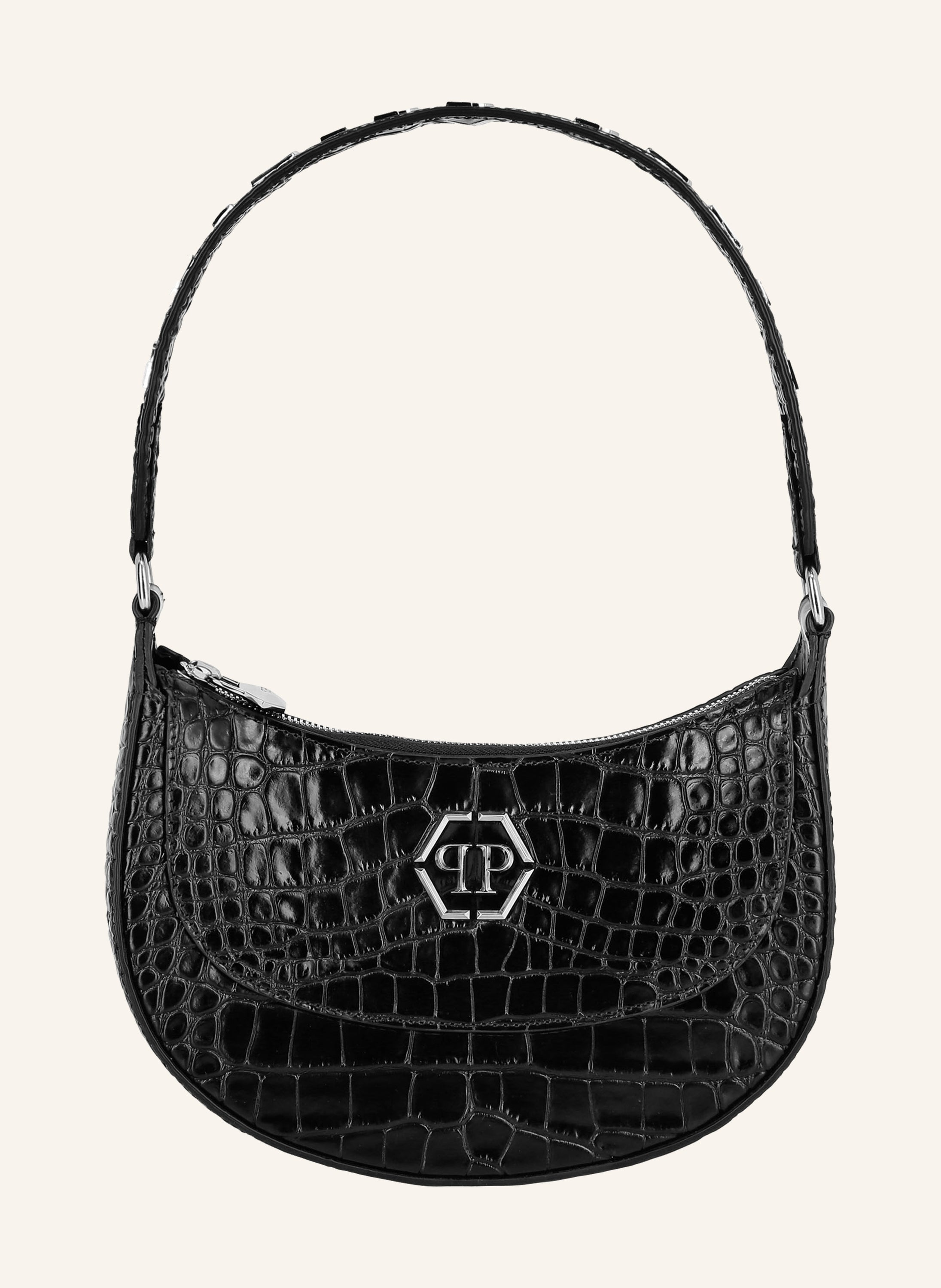 Croco Printed Leather Handle Bag