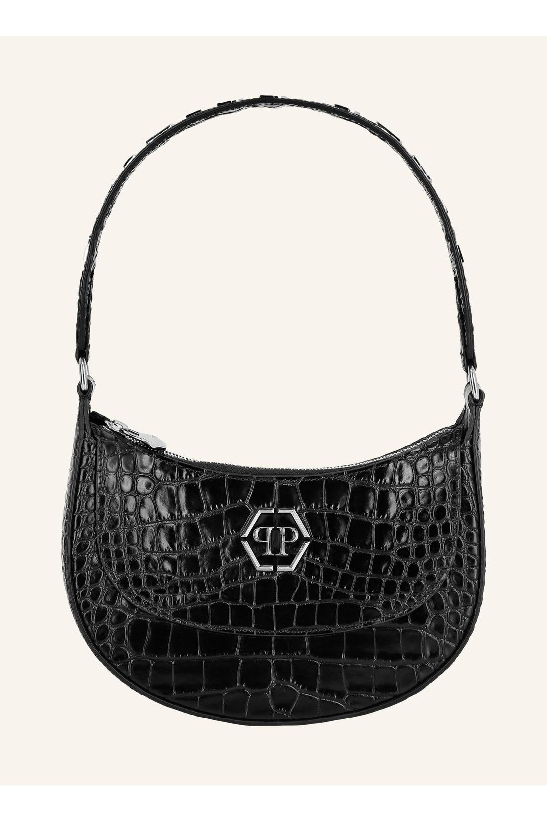 Croco Printed Leather Handle Bag