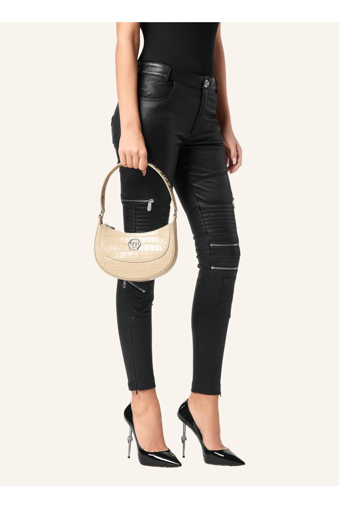 Croco Printed Leather Handle Bag
