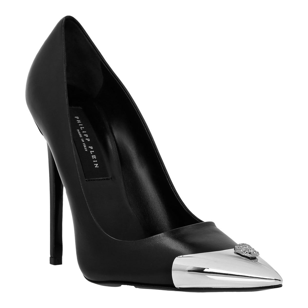 Leather Decollete Hi-Heels Skull strass