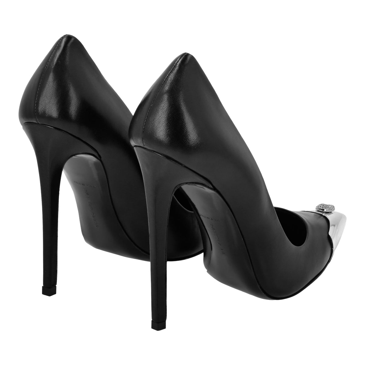 Leather Decollete Hi-Heels Skull strass