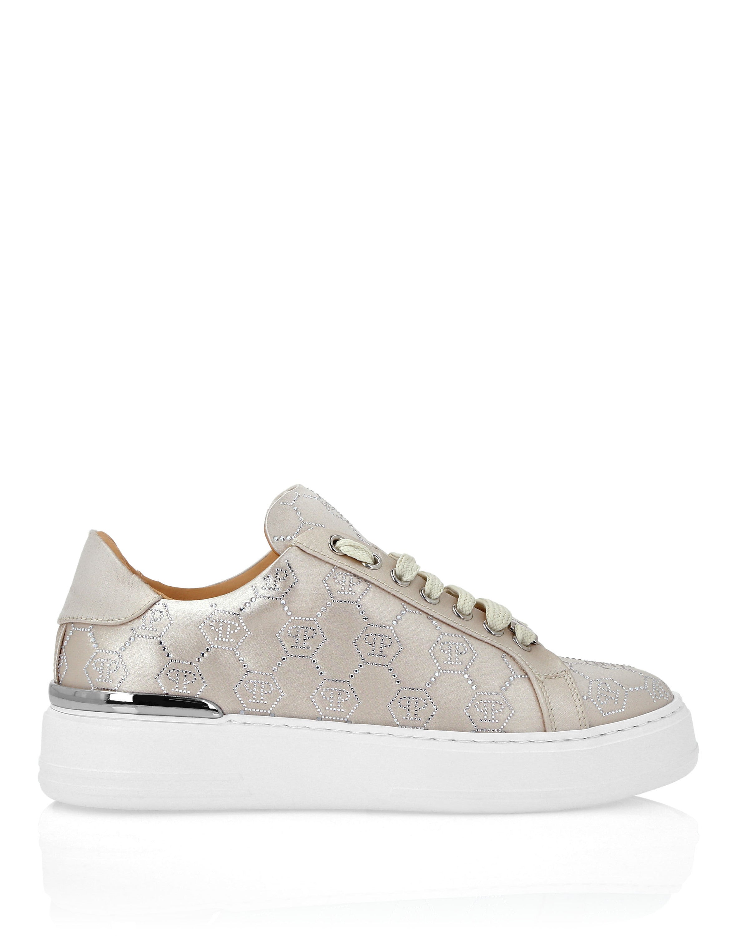 Satin Lo Top Sneakers Monogram Strass