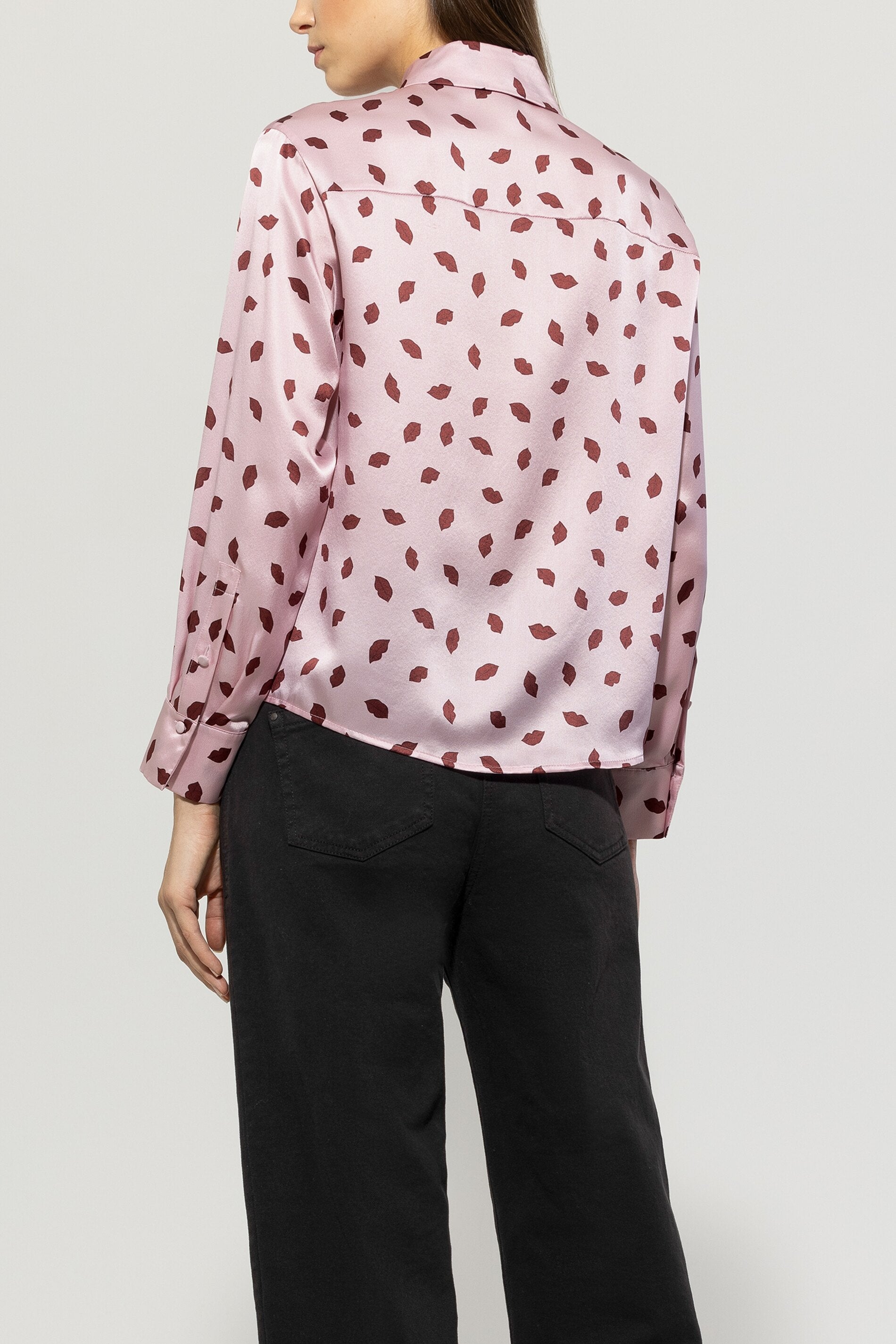 Seidenbluse mit Lips-Print