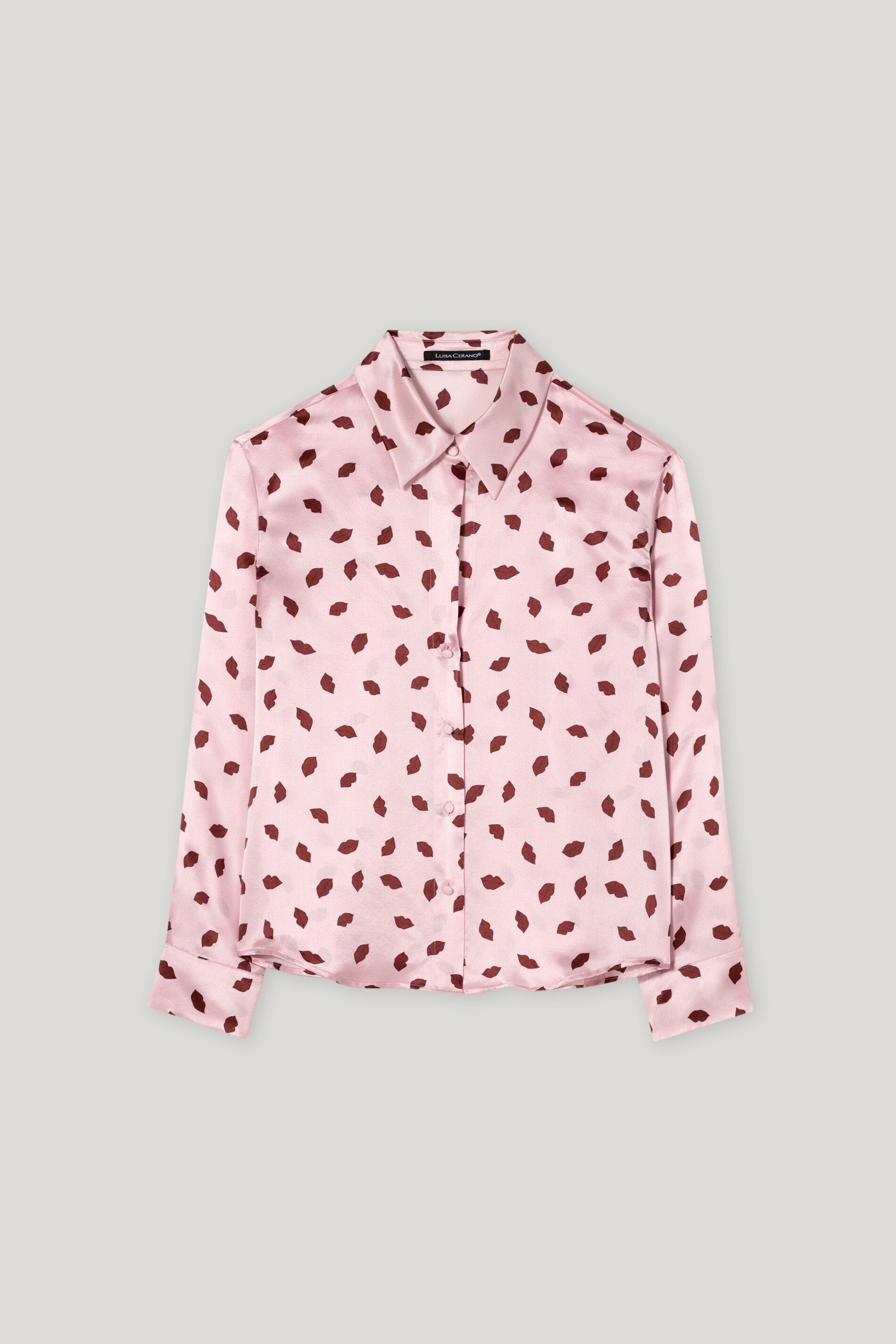 Seidenbluse mit Lips-Print