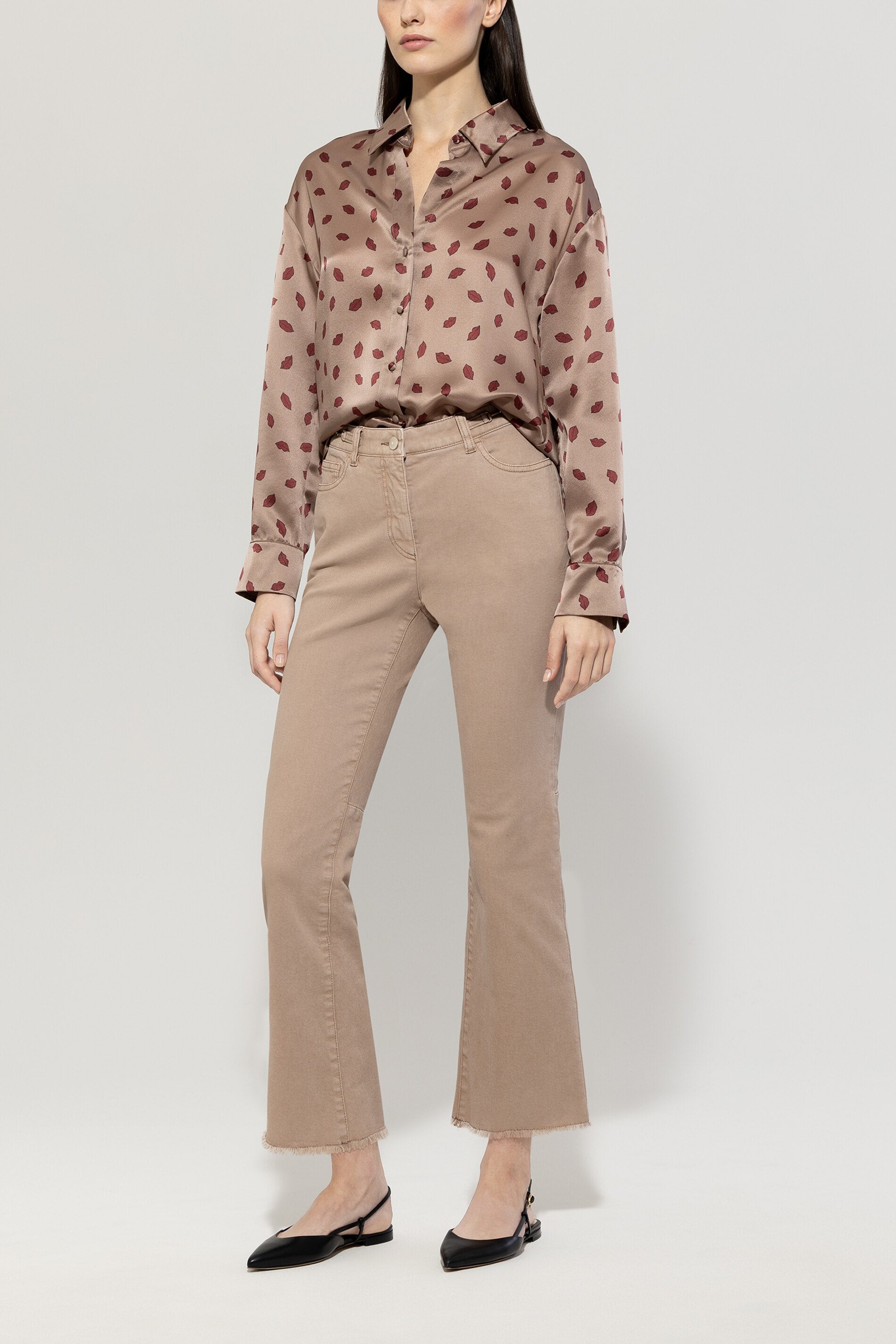 Seidenbluse mit Lips-Print
