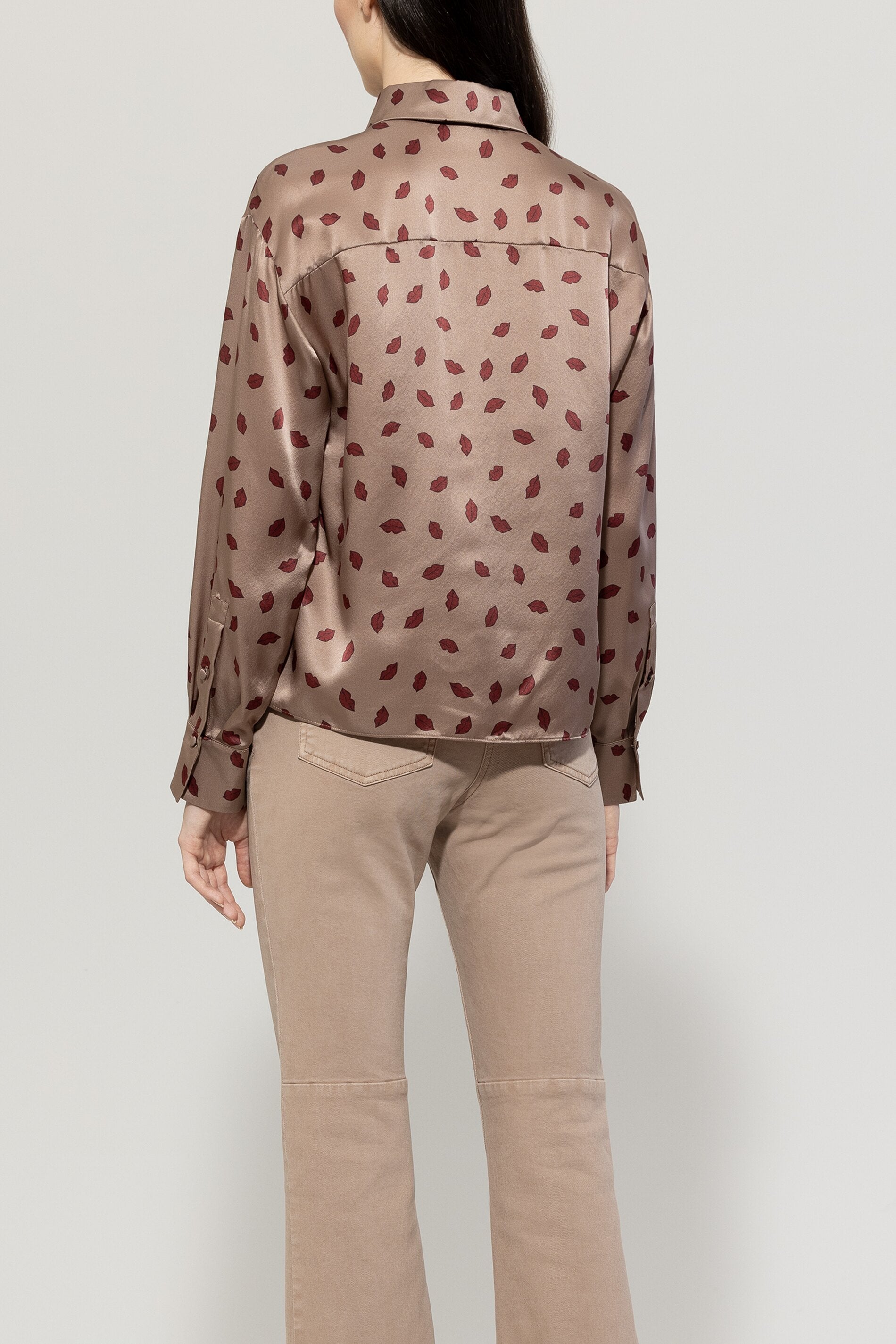 Seidenbluse mit Lips-Print