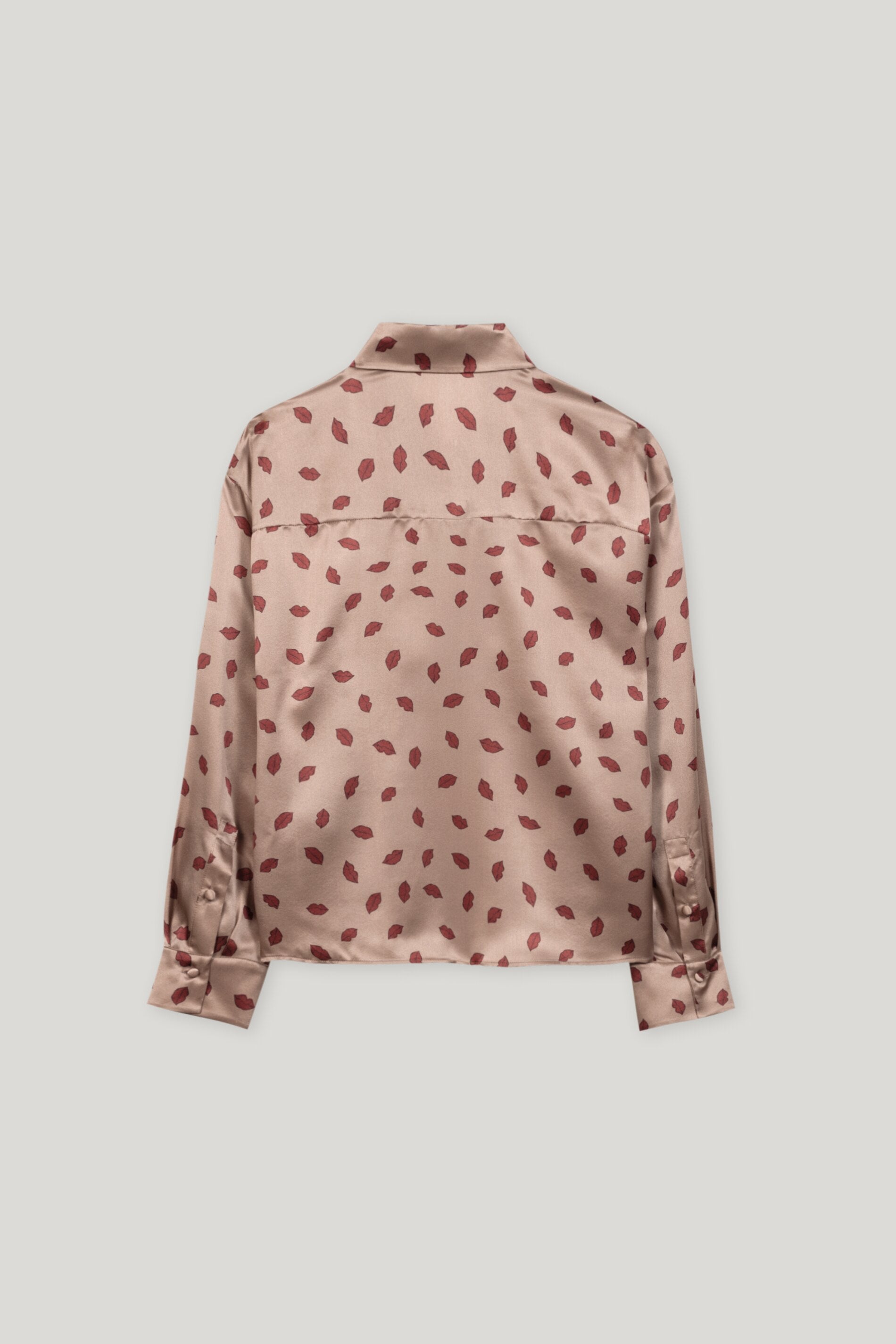 Seidenbluse mit Lips-Print