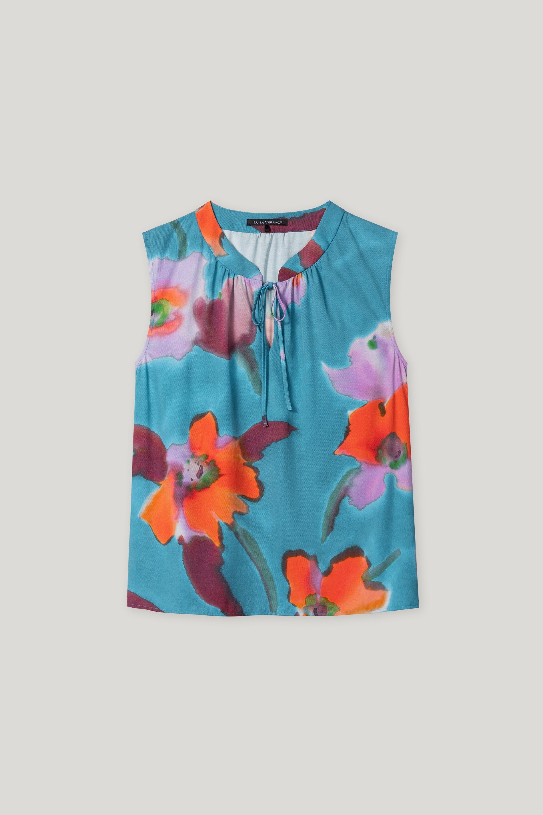 Blusentop mit Hibiskus-Print