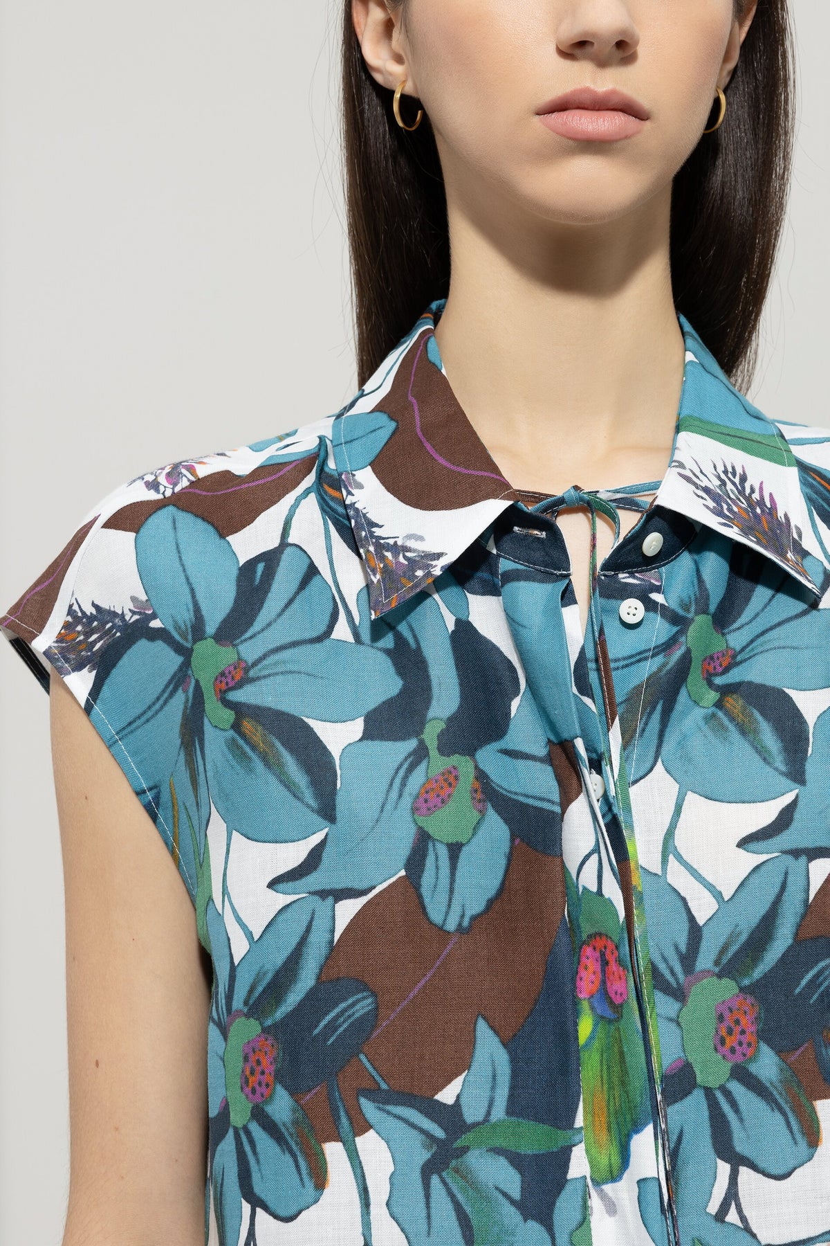 Hemdbluse mit Hawaii-Print