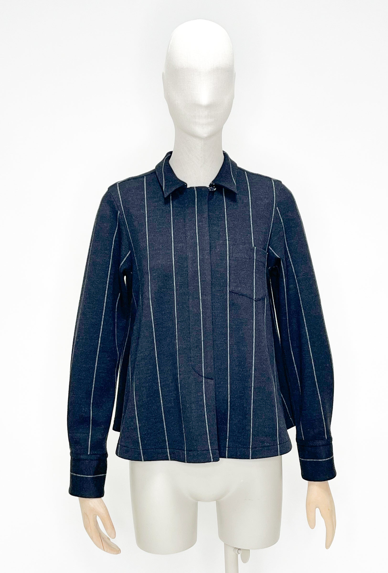 Bold Pin Stripe Bluse, Charcoal-Jacken & Mäntel-Odeeh-OUTLET-ARCHIVIST-ARCHIVE-SALE