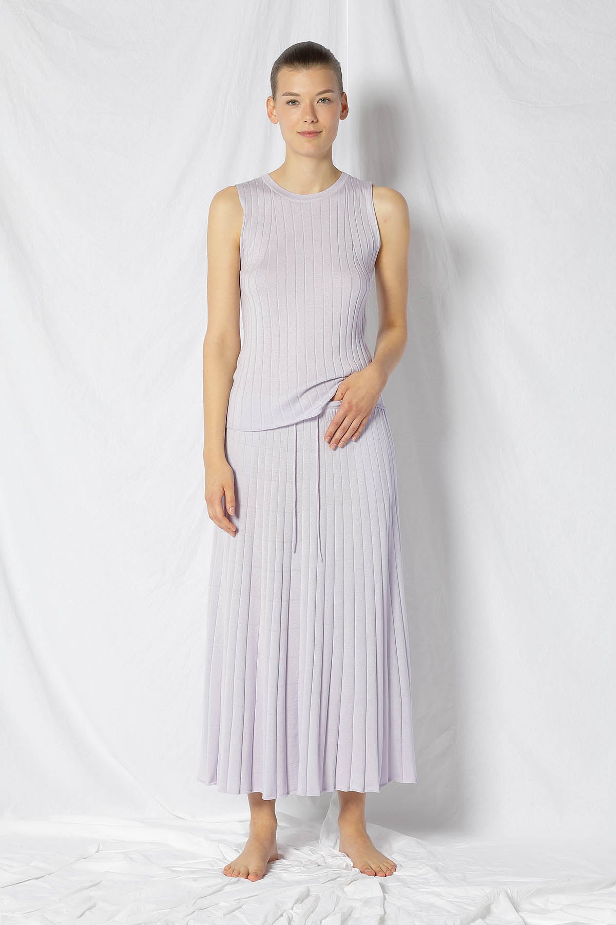 Silky Rib Circle Skirt