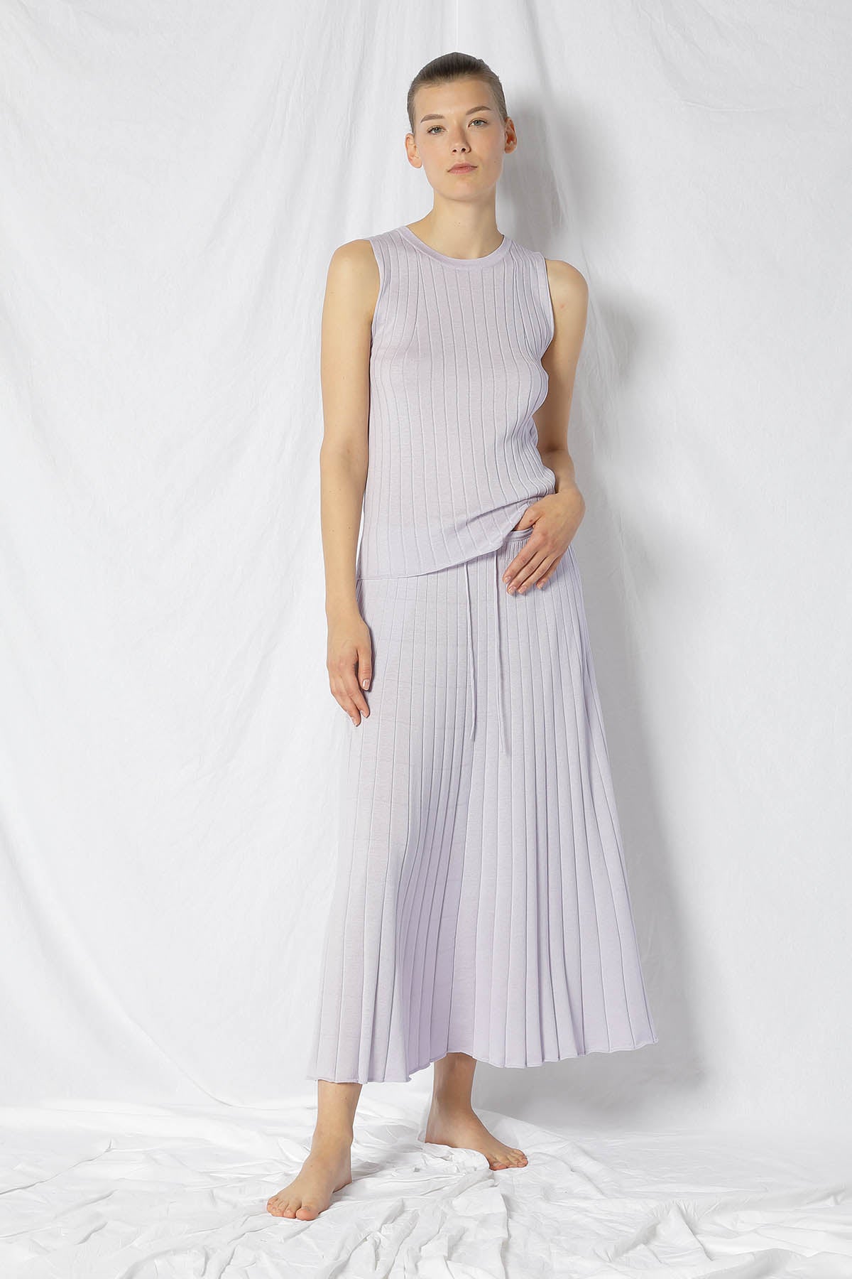 Silky Rib Circle Skirt