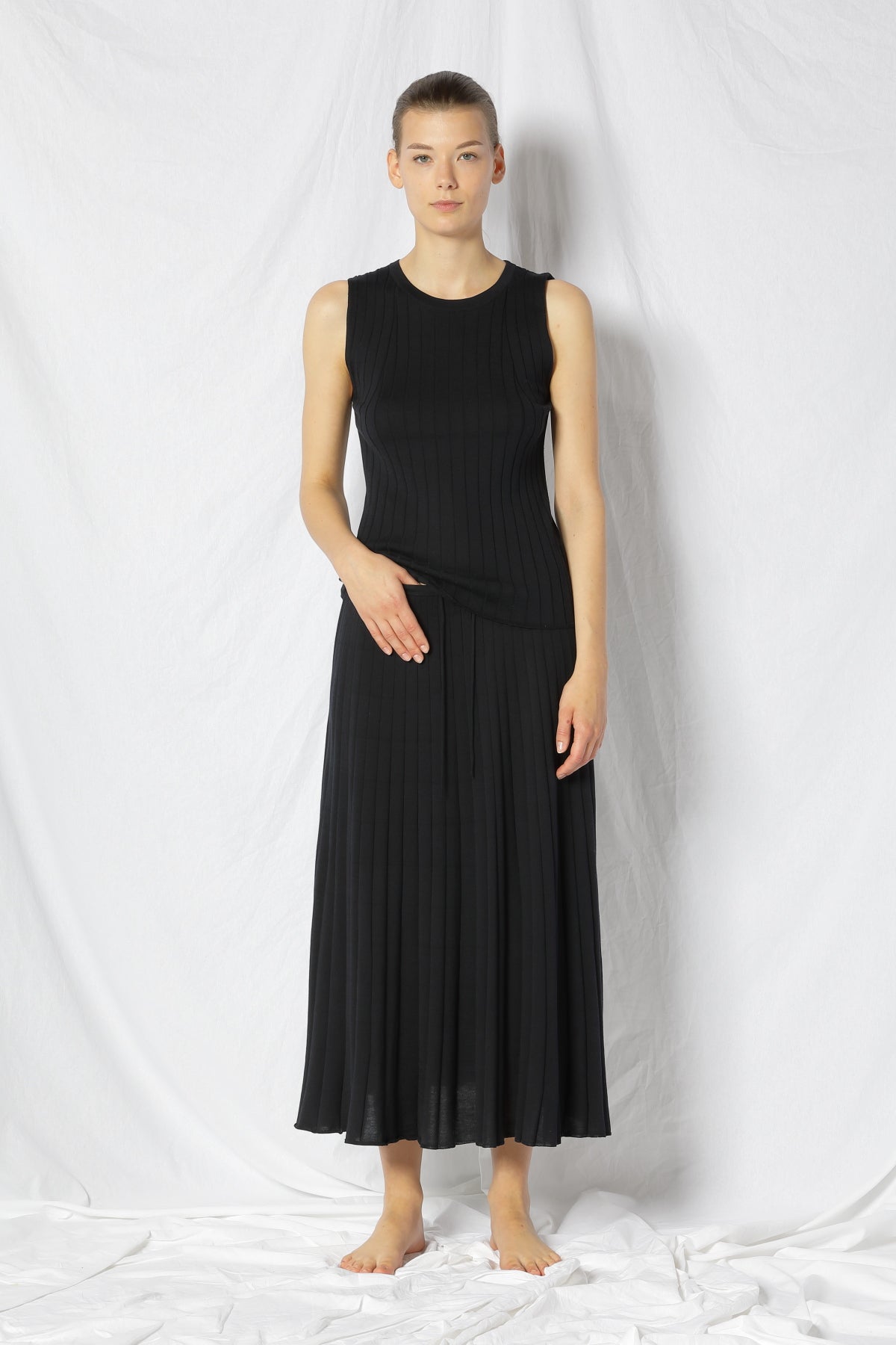 Silky Rib Circle Skirt