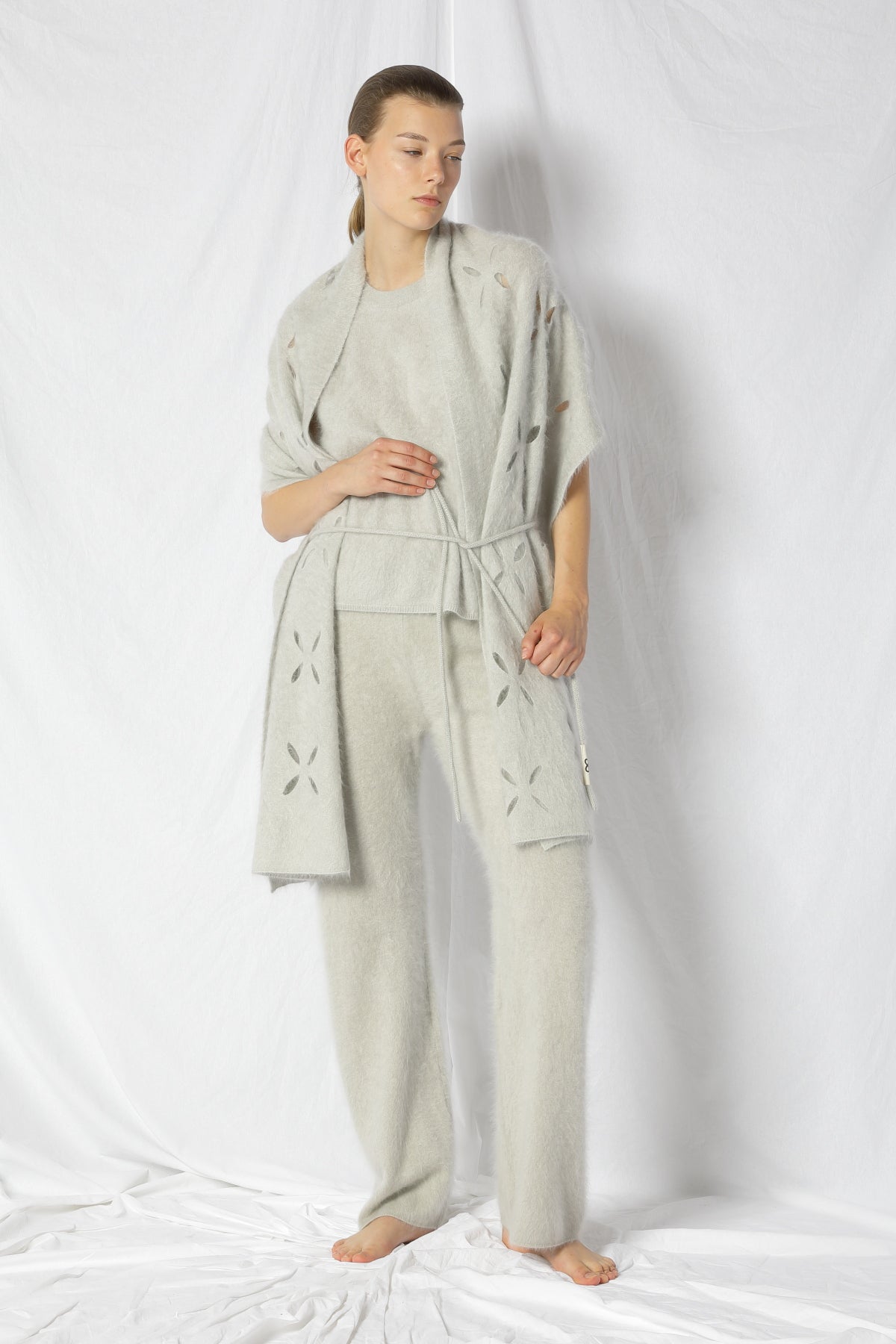 Belted Furry Flower Plaid