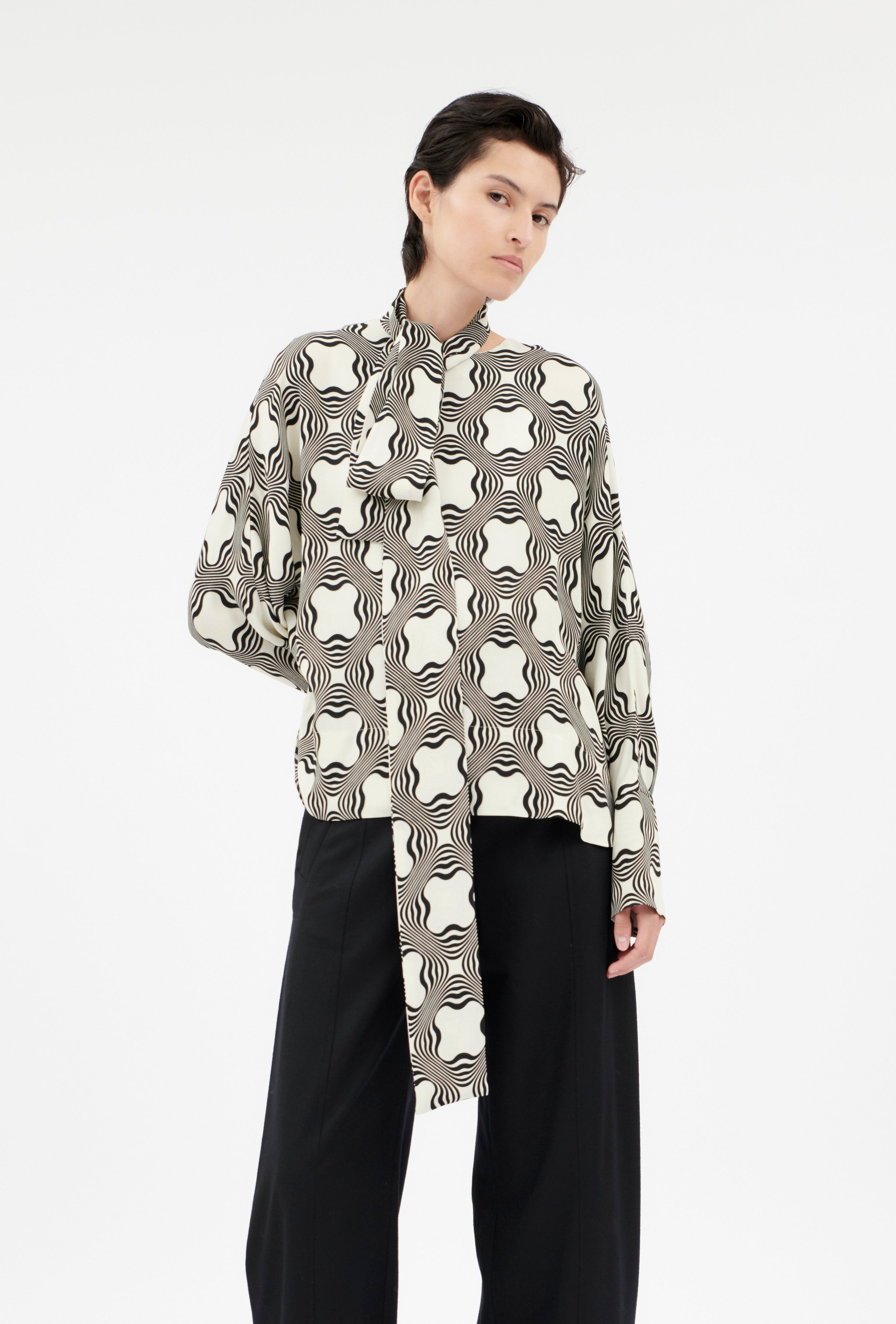 Sablé Bluse, Black White