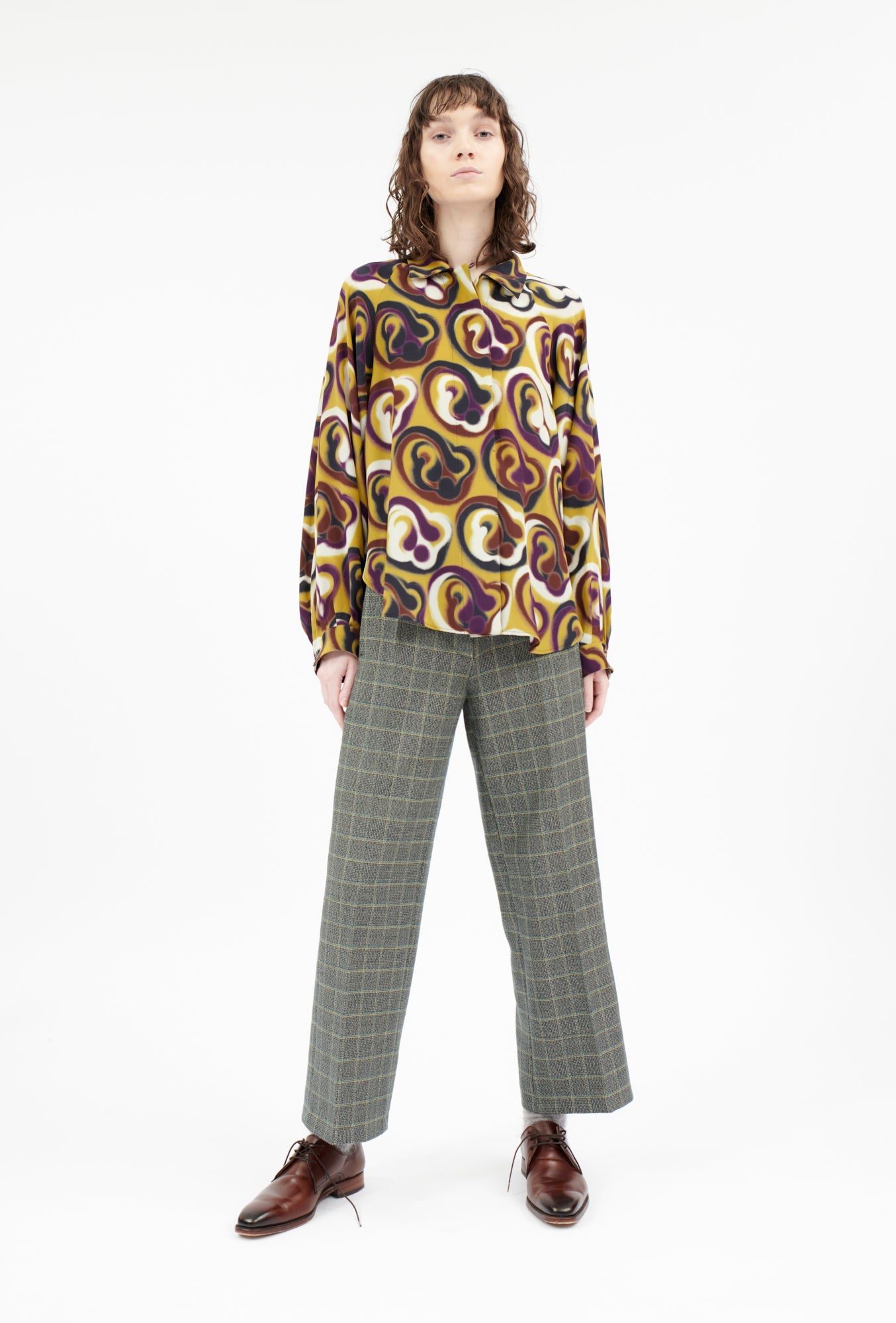 Blurred Paisley Bluse, Jade Yellow-Hemden & Blusen-Odeeh-OUTLET-ARCHIVIST-ARCHIVE-SALE