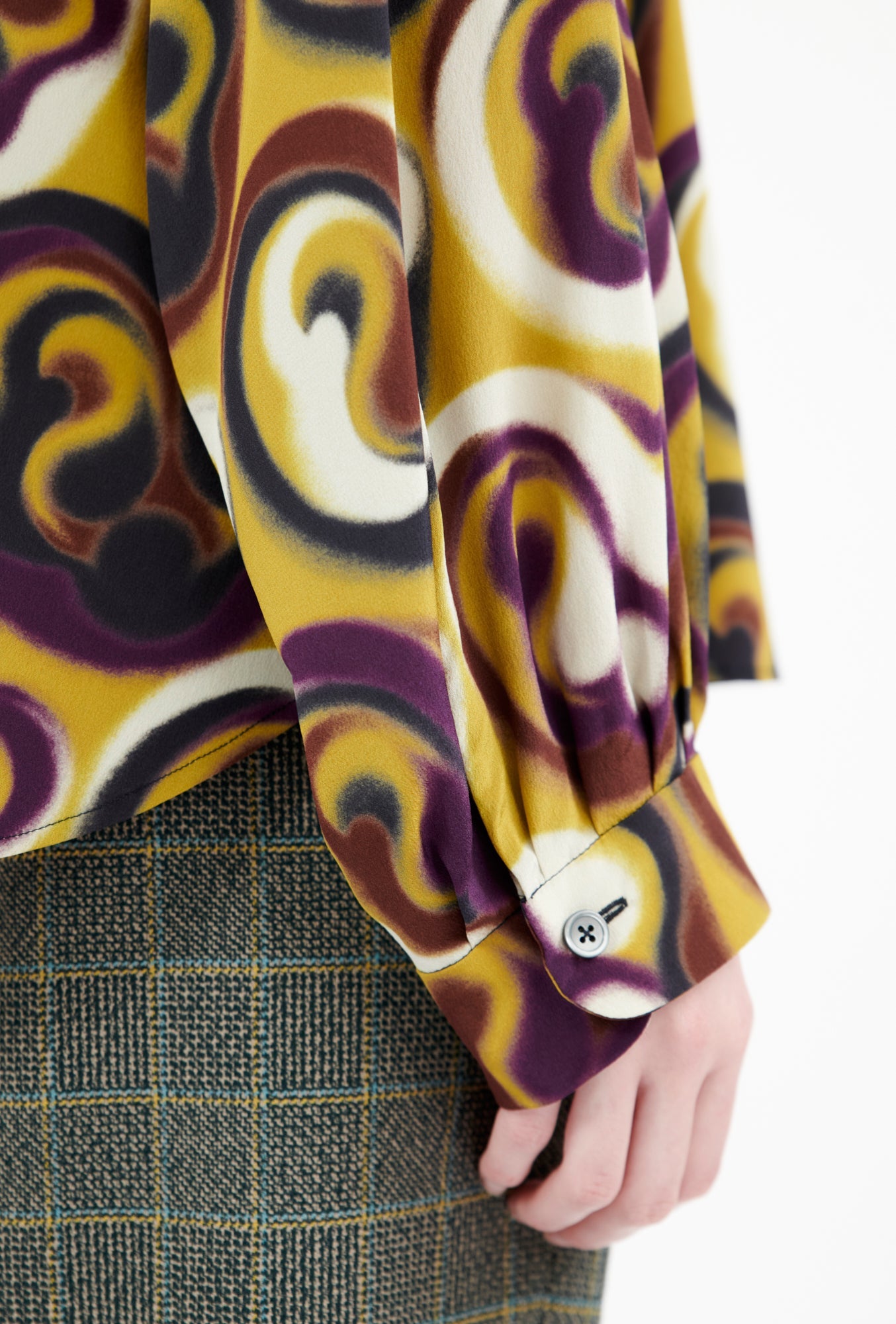 Blurred Paisley Bluse, Jade Yellow-Hemden & Blusen-Odeeh-OUTLET-ARCHIVIST-ARCHIVE-SALE